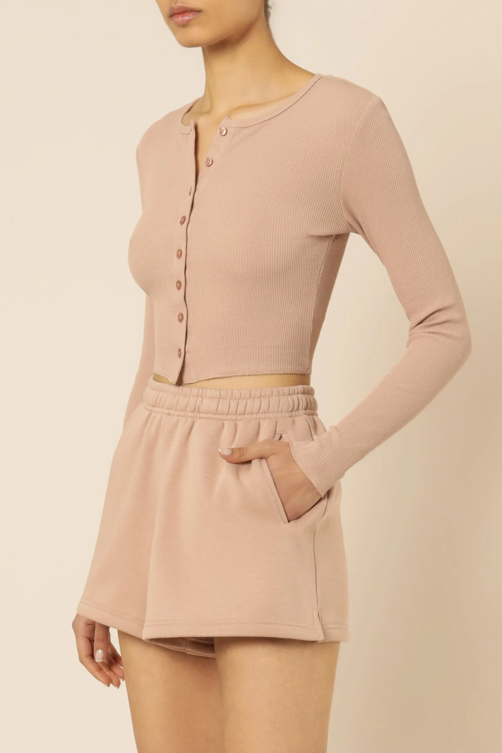 EDEN BUTTON FRONT WAFFLE TEE sold by Nude Lucy product image thumbnail 3