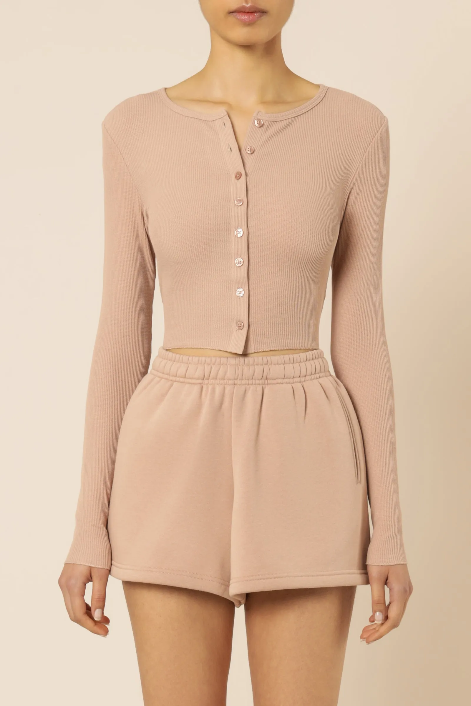 EDEN BUTTON FRONT WAFFLE TEE sold by Nude Lucy product image thumbnail 2