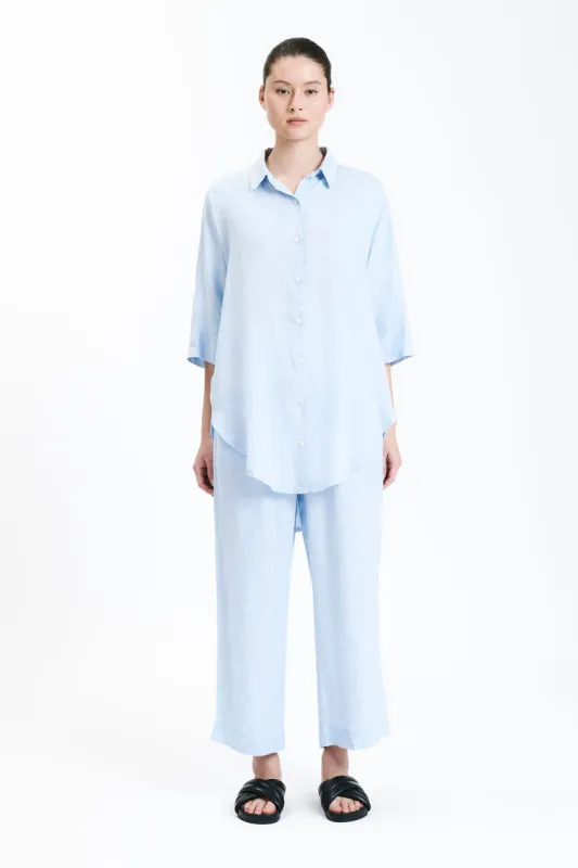 LOUNGE LINEN LONGLINE SHIRT sold by Nude Lucy