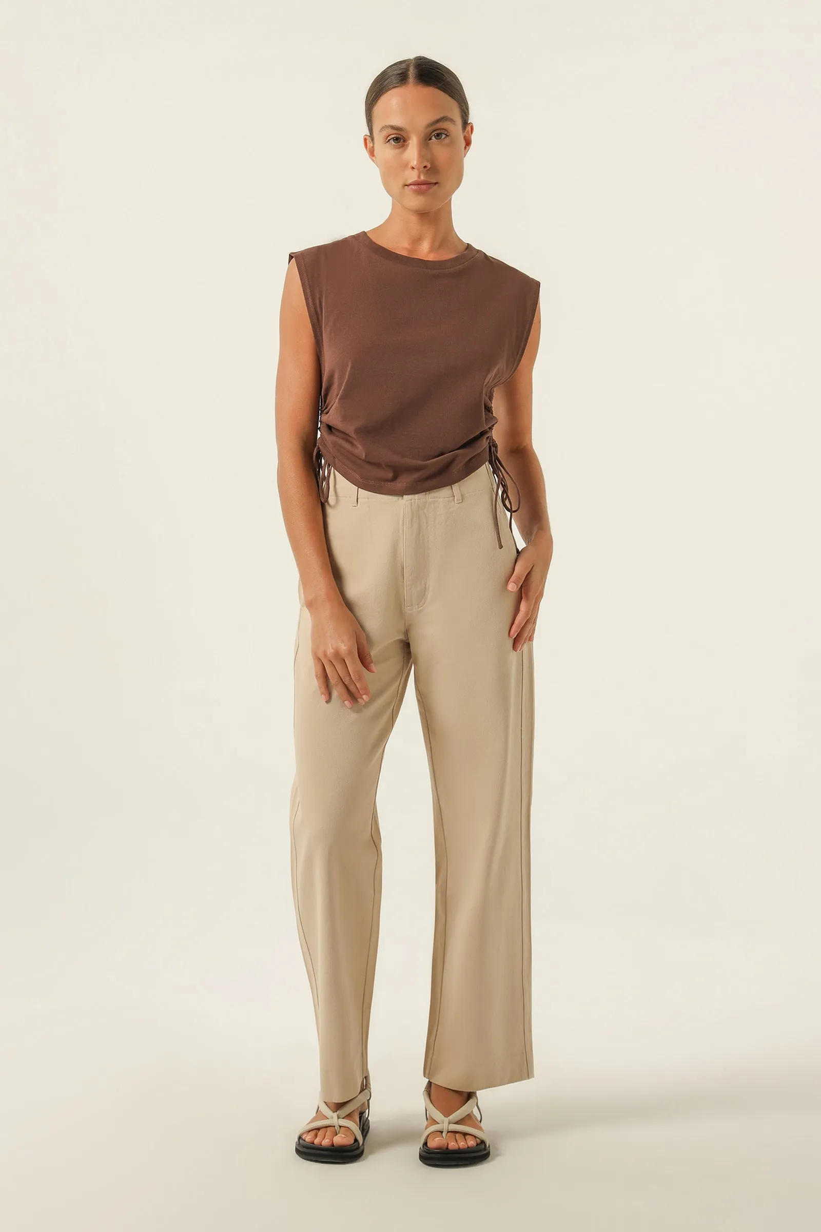 ROWAN ORGANIC DRAWSTRING TANK sold by Nude Lucy