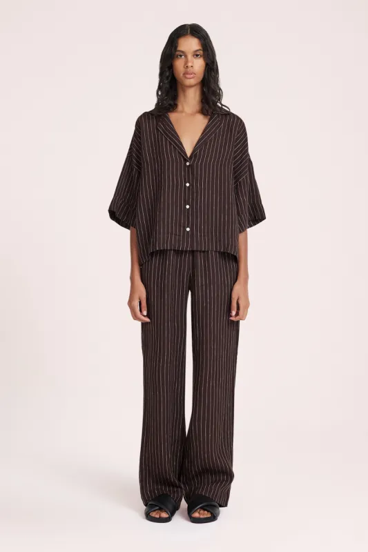 LOUNGE STRIPE LINEN SHIRT sold by Nude Lucy