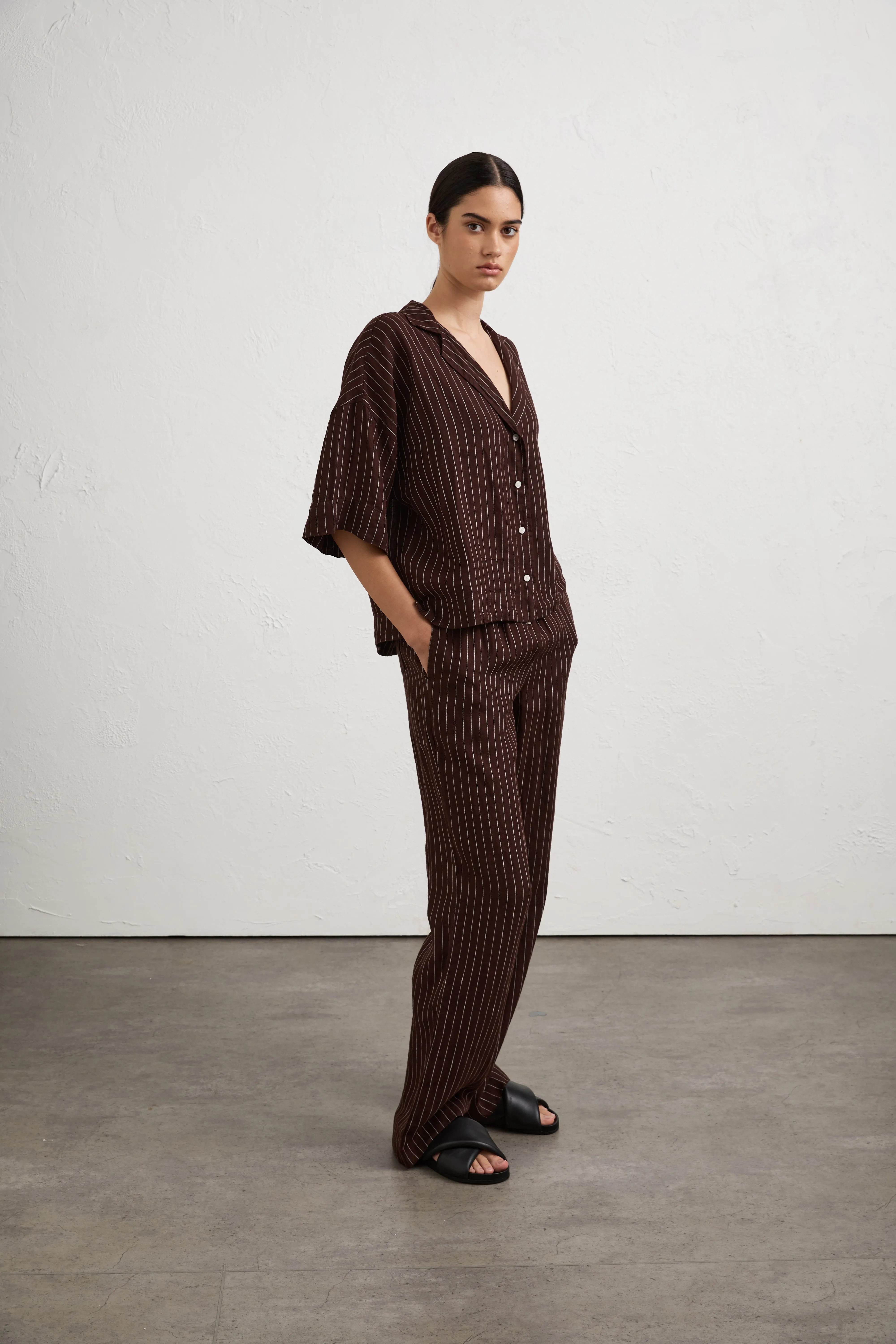 LOUNGE STRIPE LINEN SHIRT sold by Nude Lucy product image thumbnail 2
