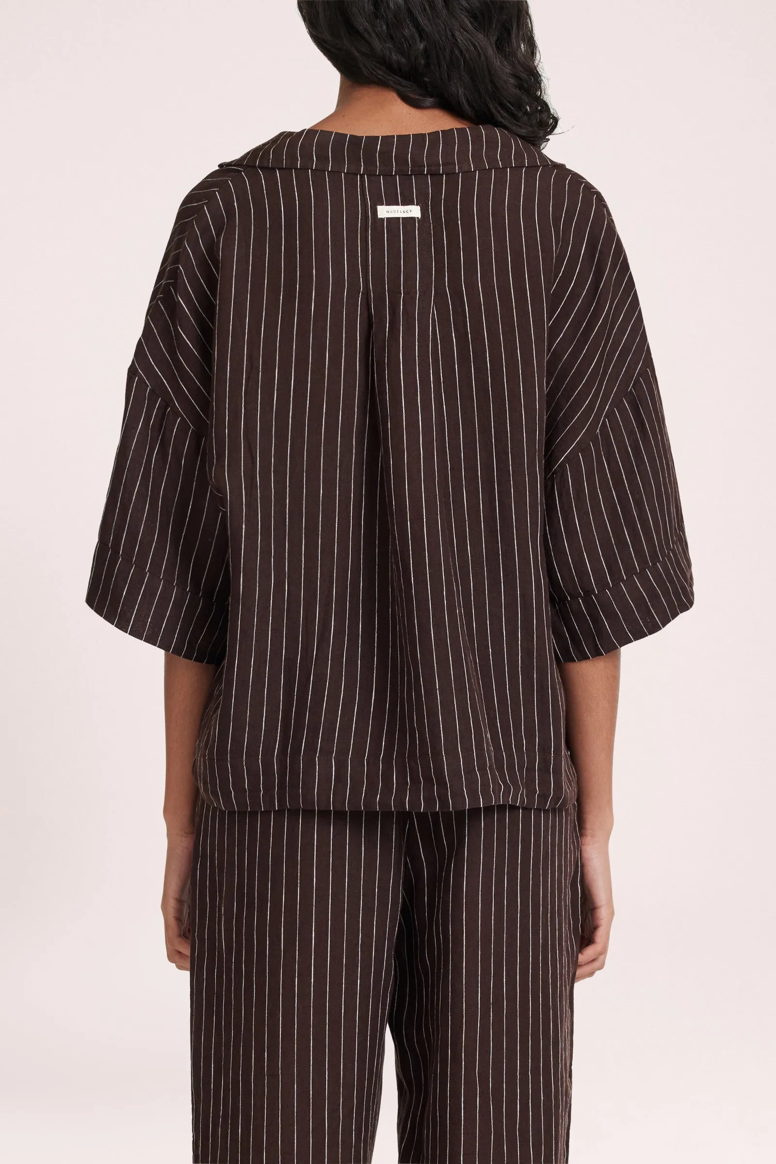 LOUNGE STRIPE LINEN SHIRT sold by Nude Lucy product image thumbnail 5