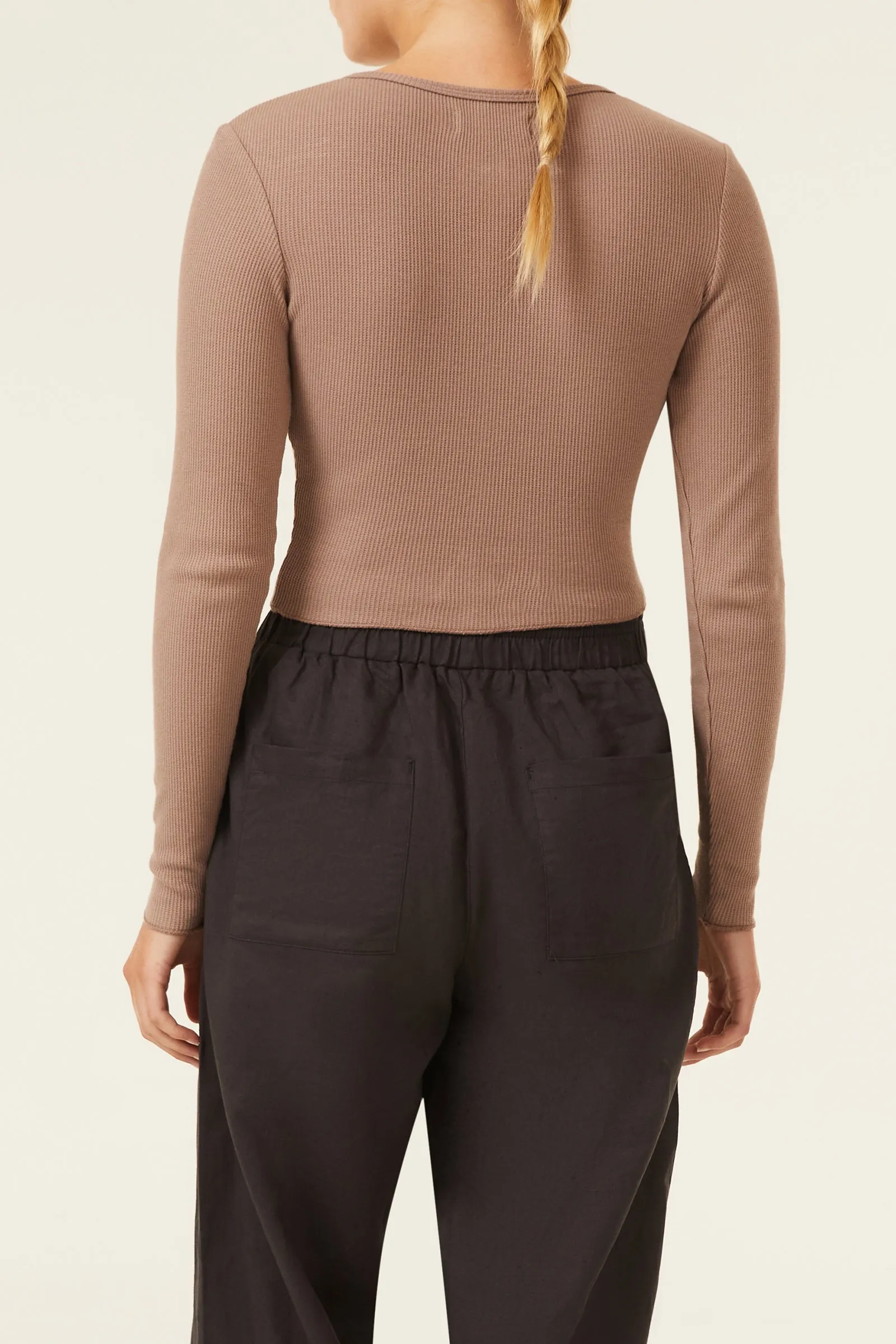 EDEN BUTTON FRONT WAFFLE TEE sold by Nude Lucy product image thumbnail 4