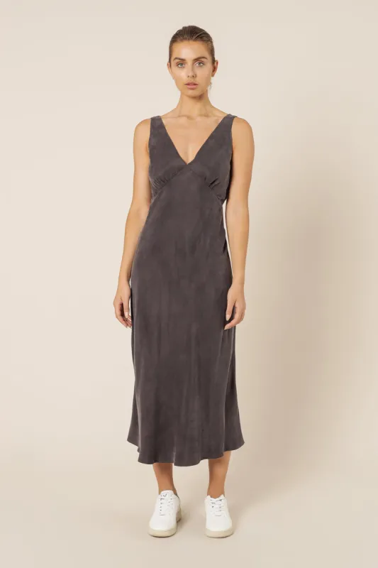 REESE CUPRO V NECK MIDI DRESS sold by Nude Lucy