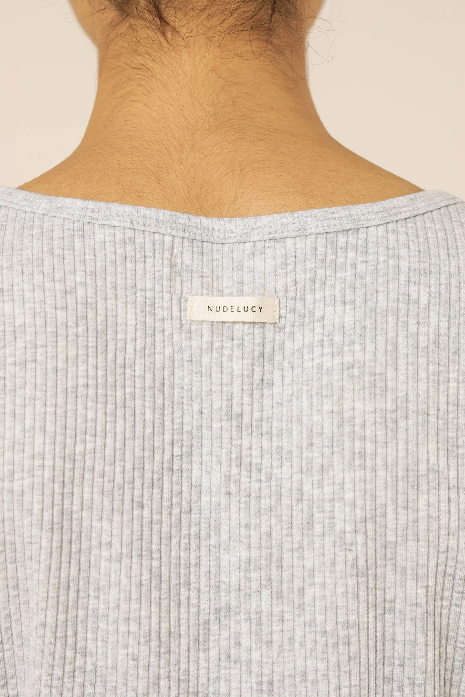 NUDE RIBBED LOUNGE BUTTON TEE sold by Nude Lucy product image thumbnail 5