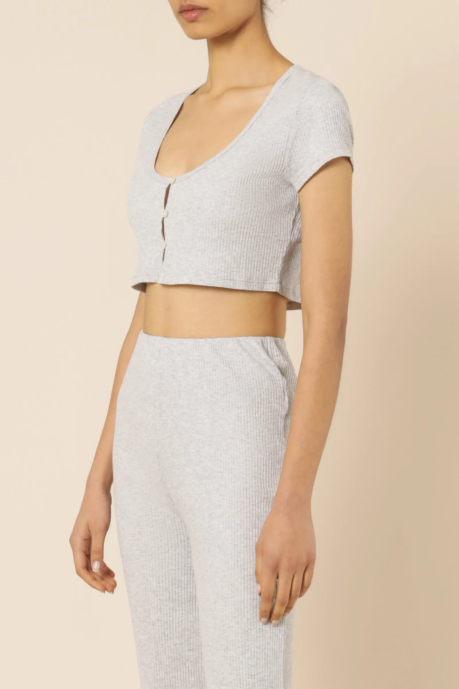 NUDE RIBBED LOUNGE BUTTON TEE sold by Nude Lucy product image thumbnail 3