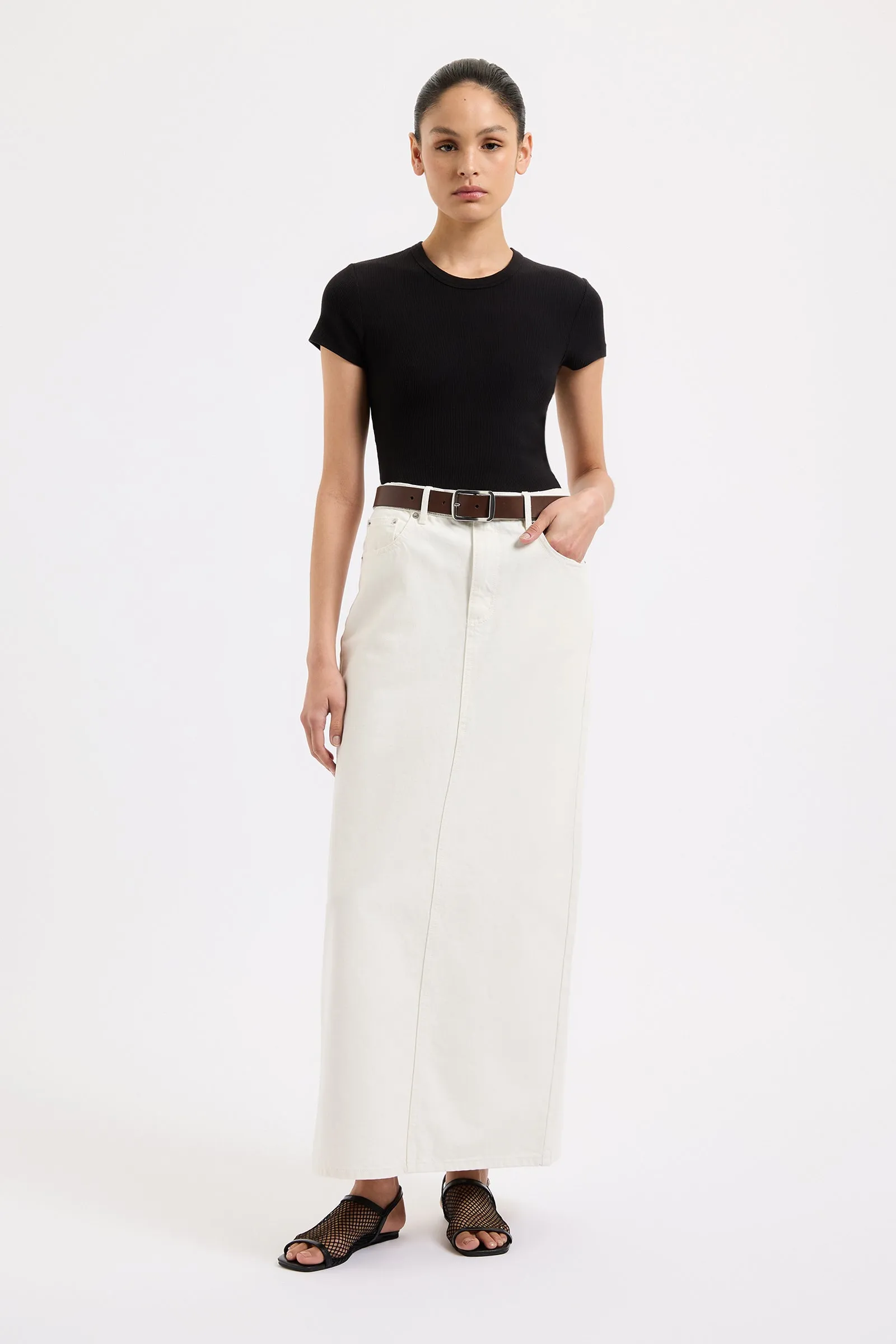 ORGANIC DENIM MAXI SKIRT sold by Nude Lucy