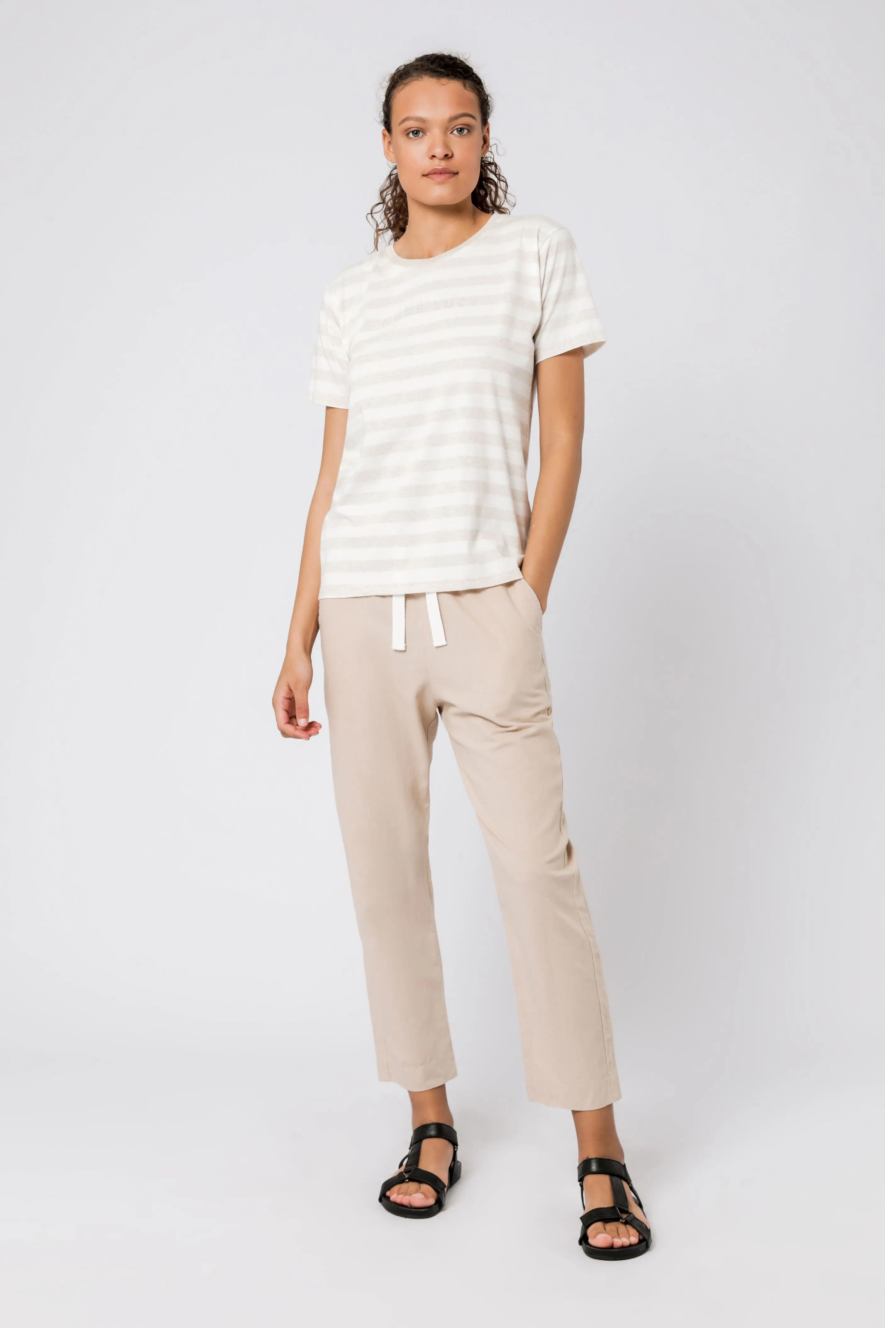 NUDE LUCY STRIPE SLOGAN TEE sold by Nude Lucy