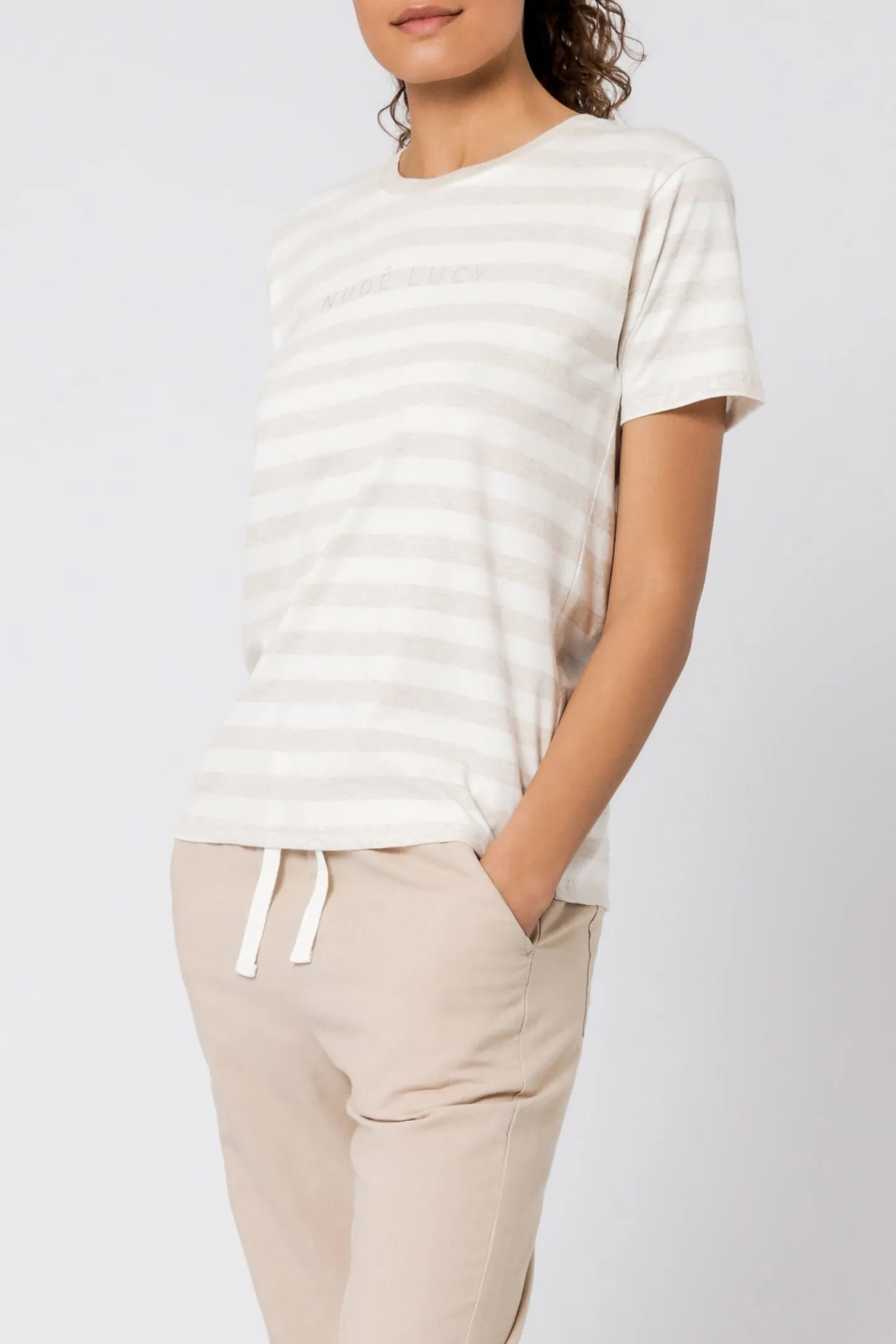 NUDE LUCY STRIPE SLOGAN TEE sold by Nude Lucy product image thumbnail 2