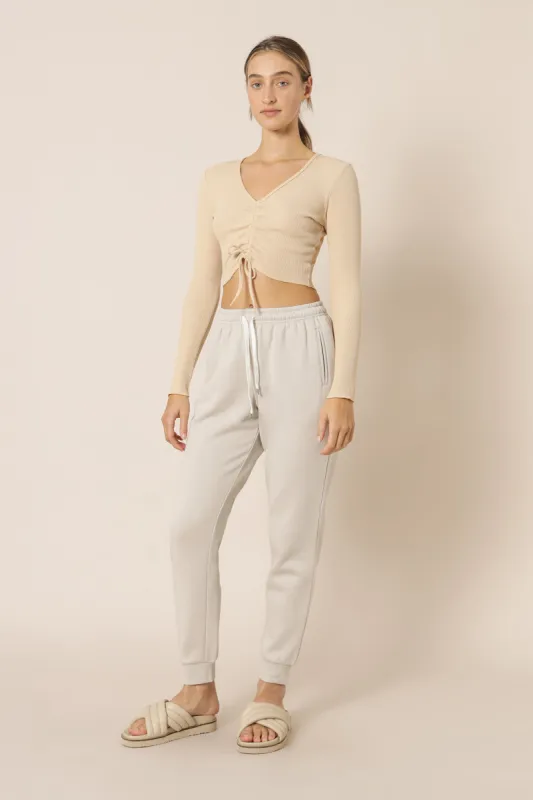 JOEY LS DRAWSTRING WAFFLE TEE sold by Nude Lucy