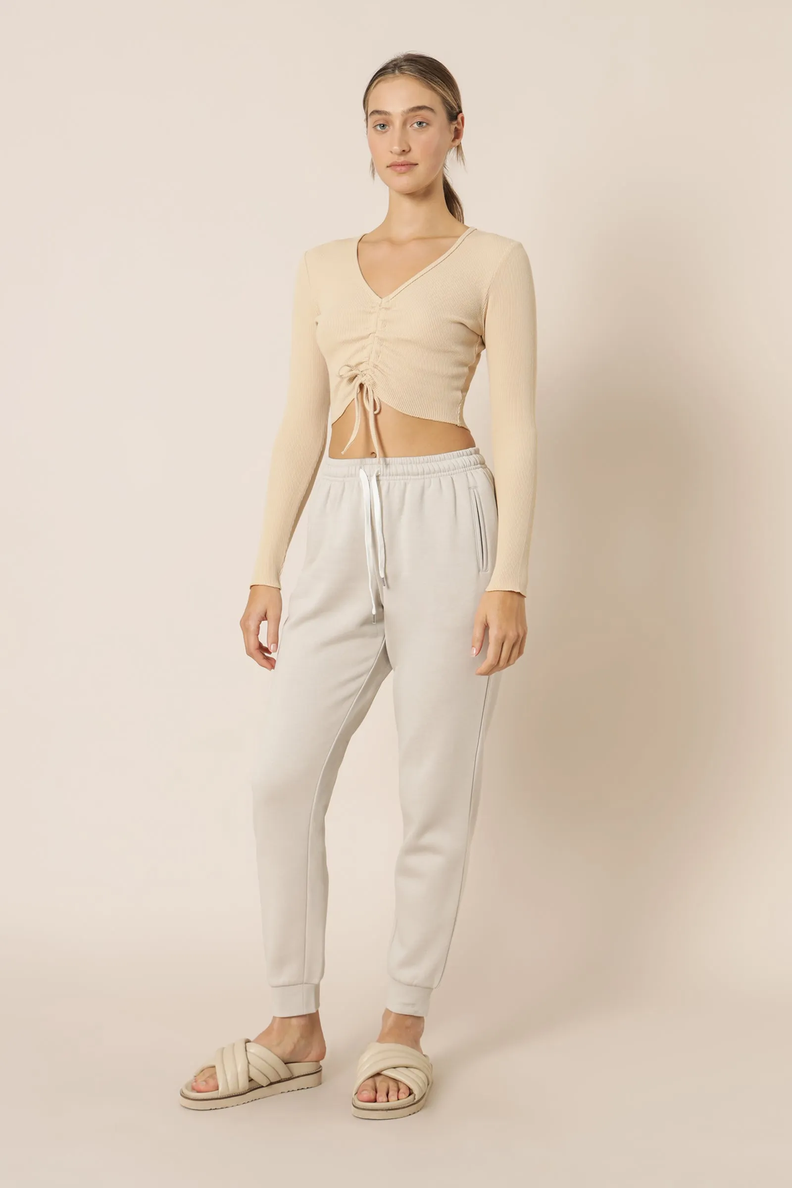 JOEY LS DRAWSTRING WAFFLE TEE sold by Nude Lucy