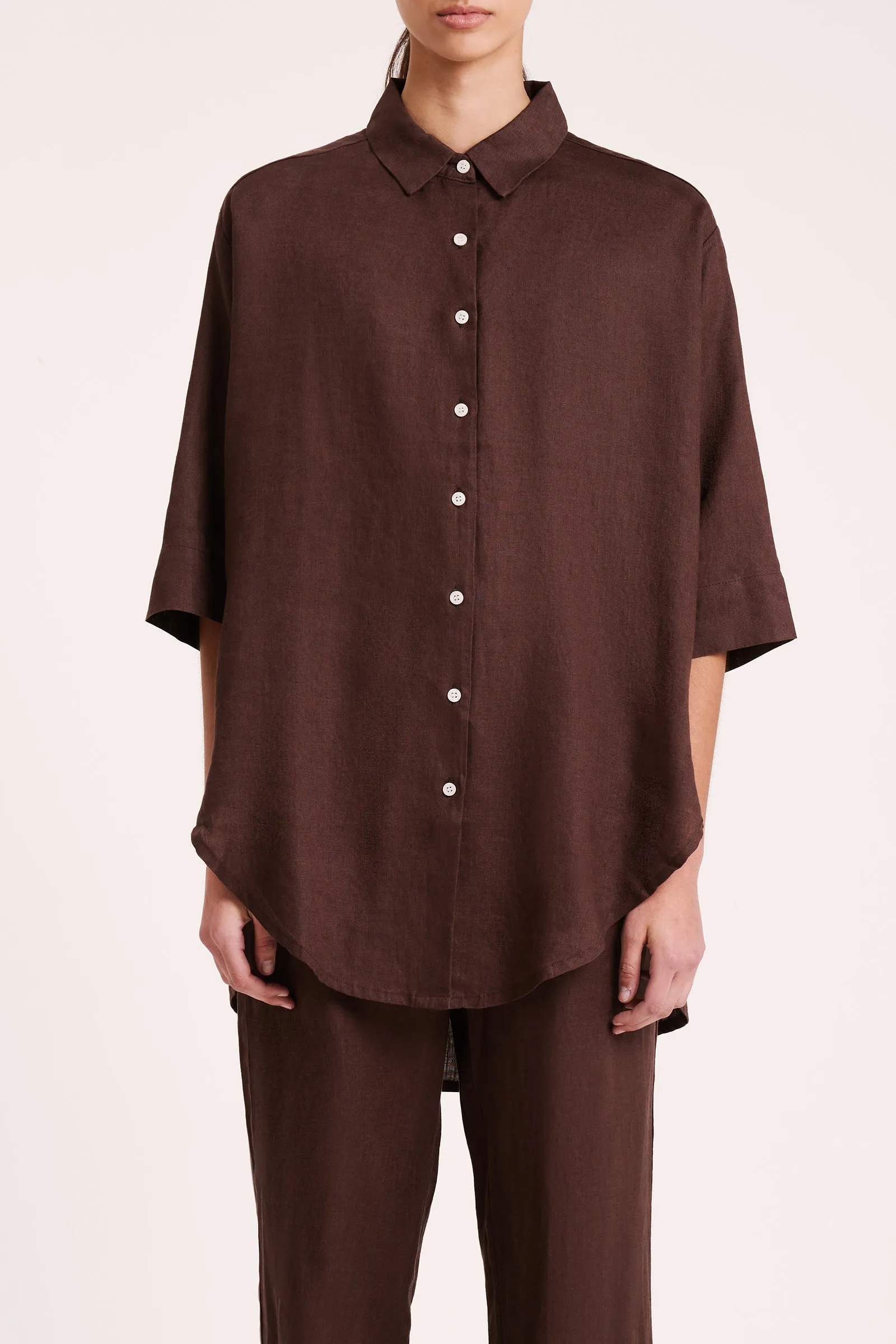 LOUNGE LINEN LONGLINE SHIRT sold by Nude Lucy product image thumbnail 2