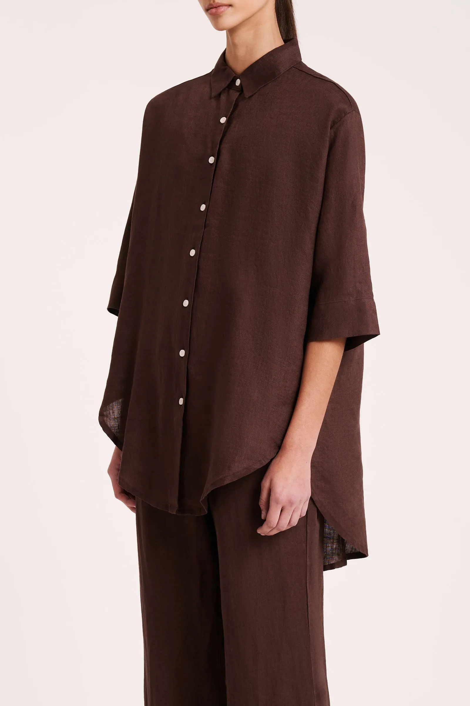 LOUNGE LINEN LONGLINE SHIRT sold by Nude Lucy product image thumbnail 3