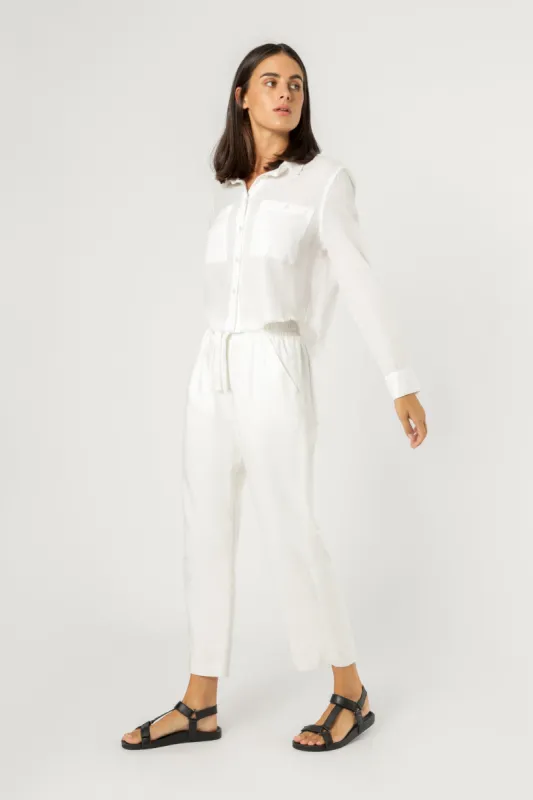 AMBER CROP LINEN SHIRT sold by Nude Lucy