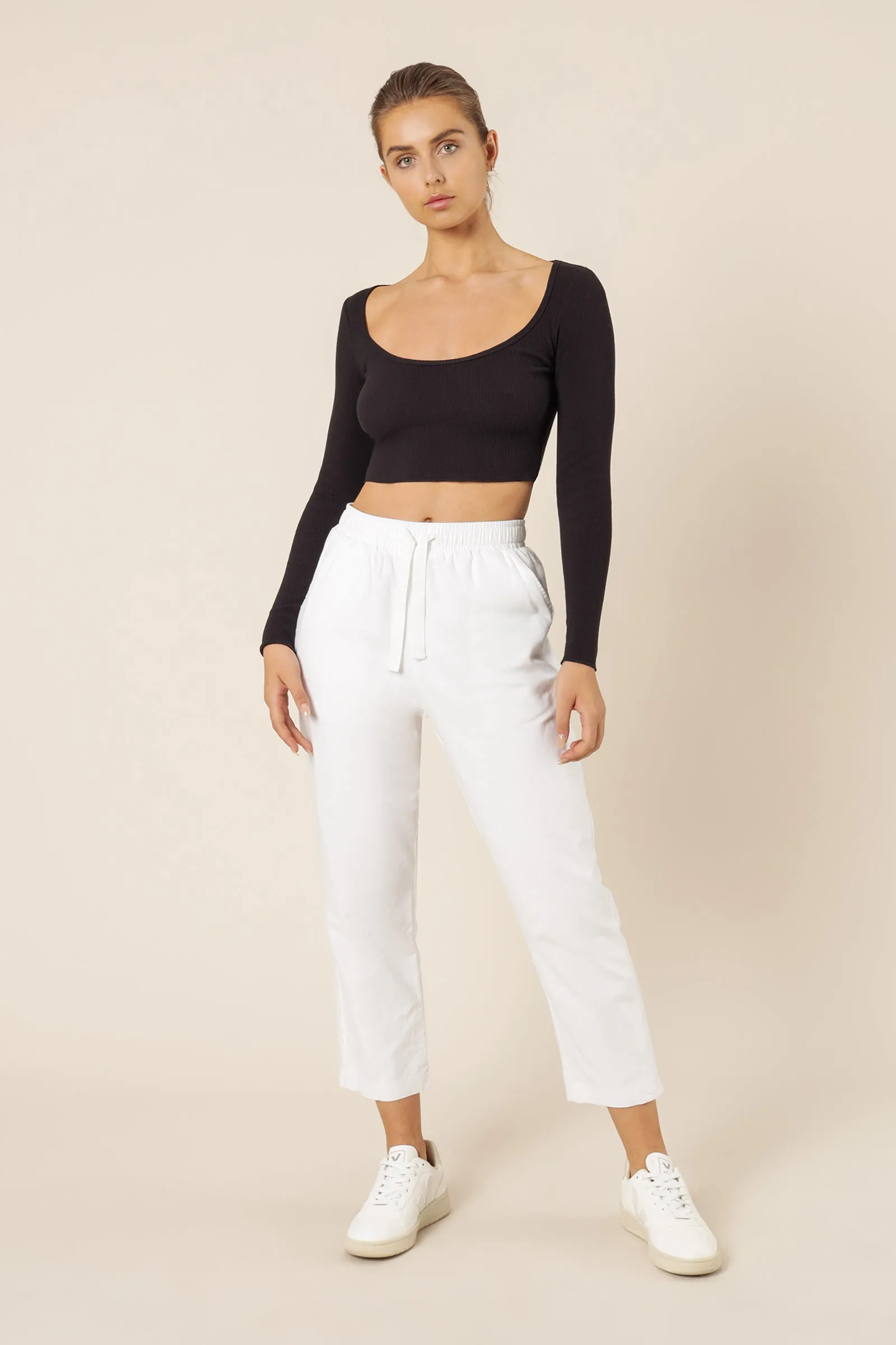 CAMERON WAFFLE LS SCOOP TEE sold by Nude Lucy