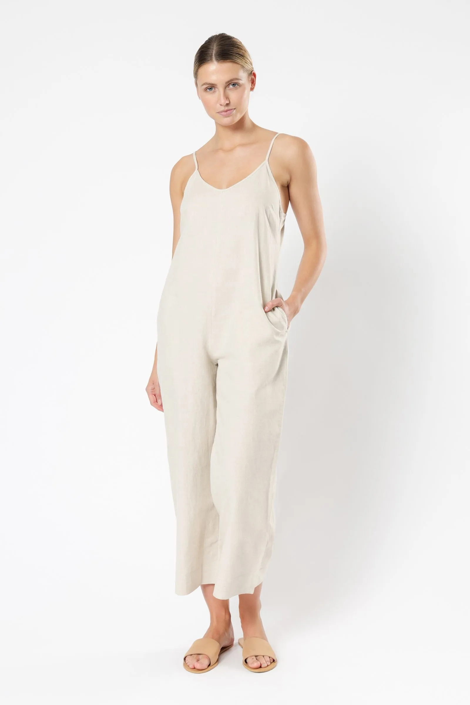 DREW LINEN JUMPSUIT sold by Nude Lucy
