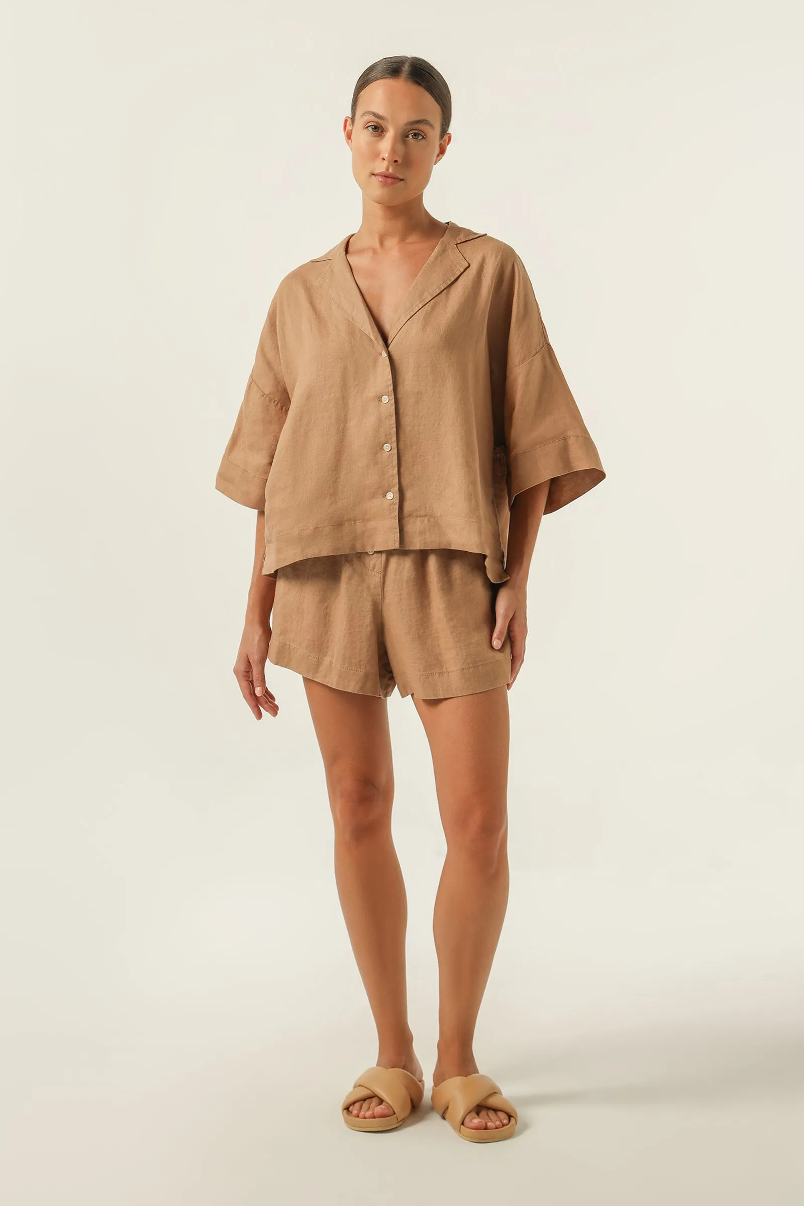NUDE LINEN LOUNGE SHIRT sold by Nude Lucy