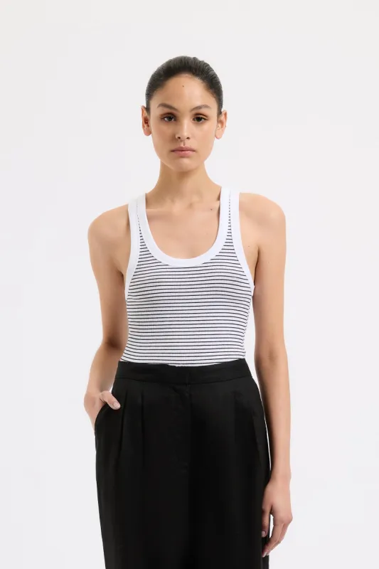 ORGANIC STRIPE RIB SINGLET sold by Nude Lucy