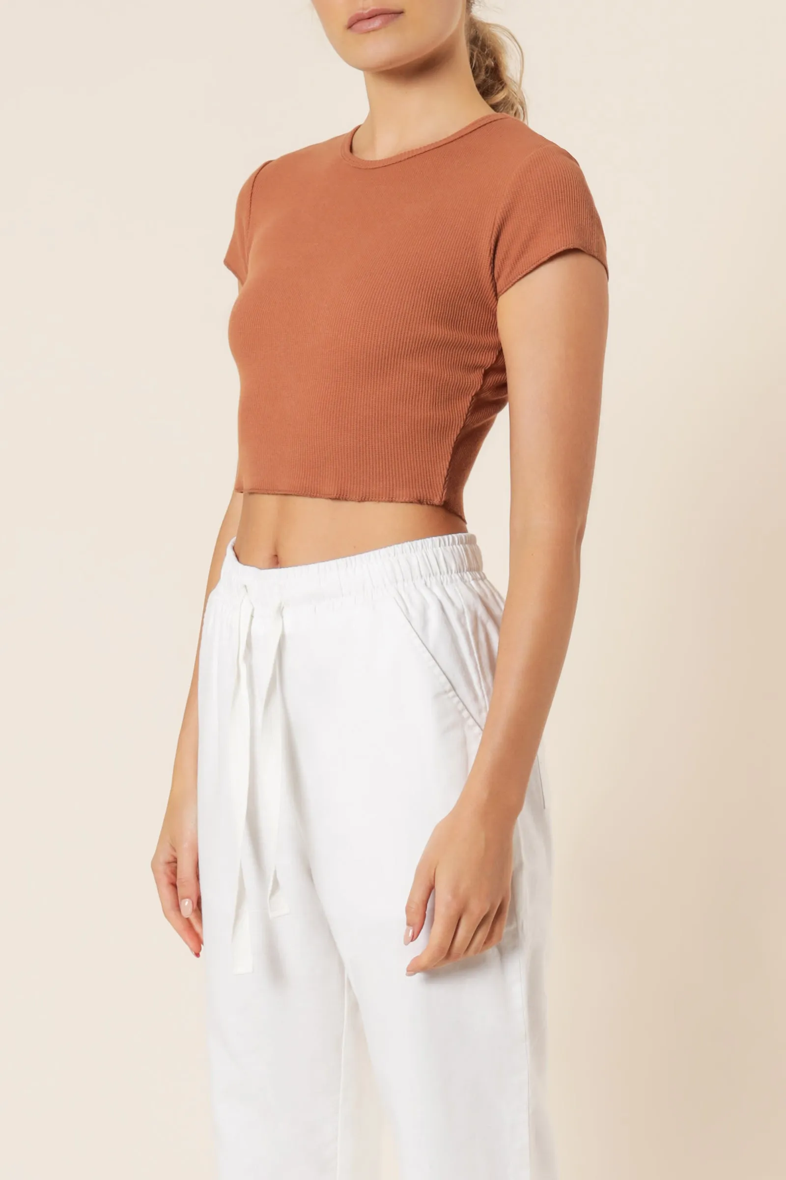 CAMERON BASIC WAFFLE TEE sold by Nude Lucy product image thumbnail 4