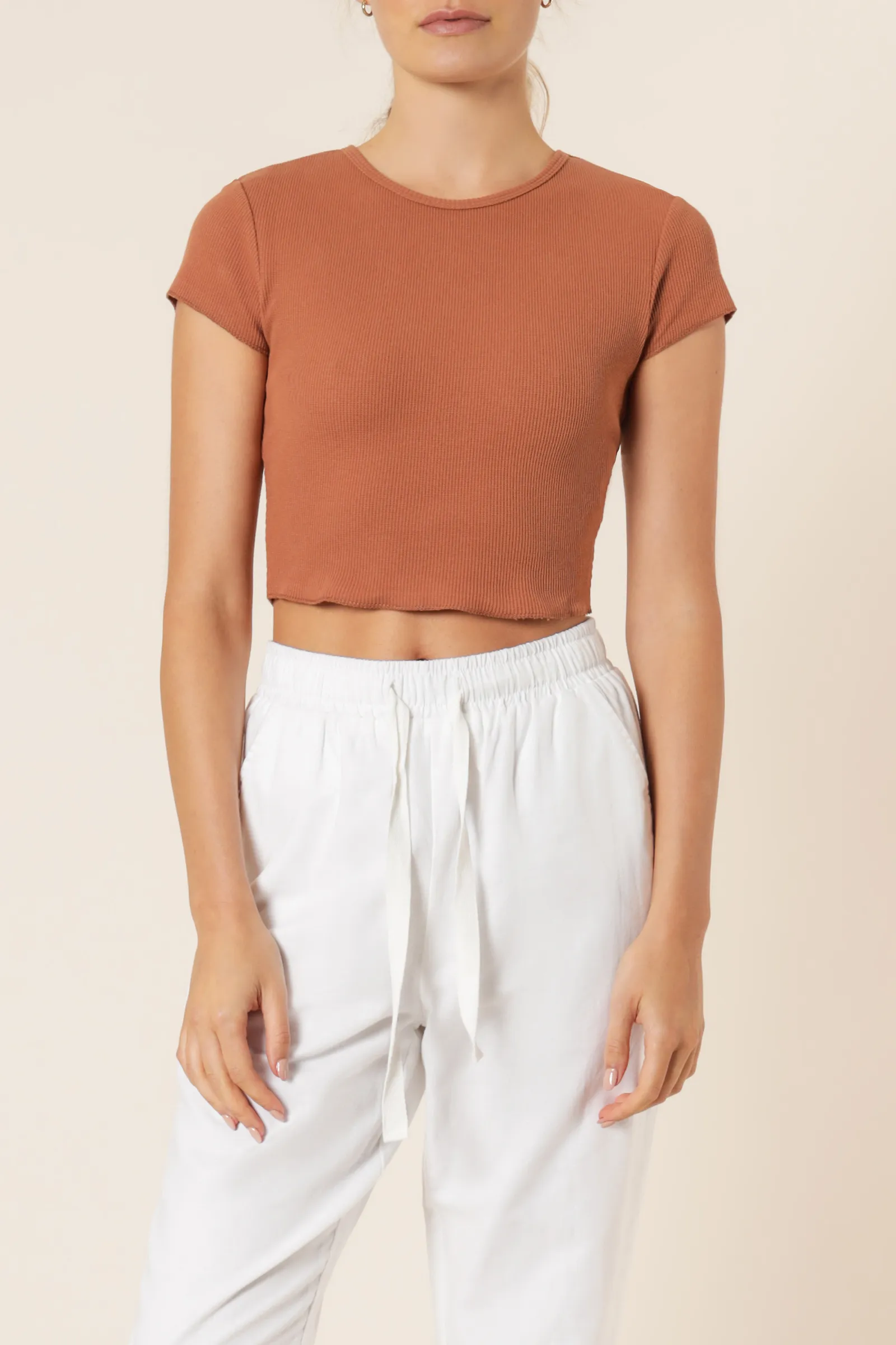 CAMERON BASIC WAFFLE TEE sold by Nude Lucy product image thumbnail 2