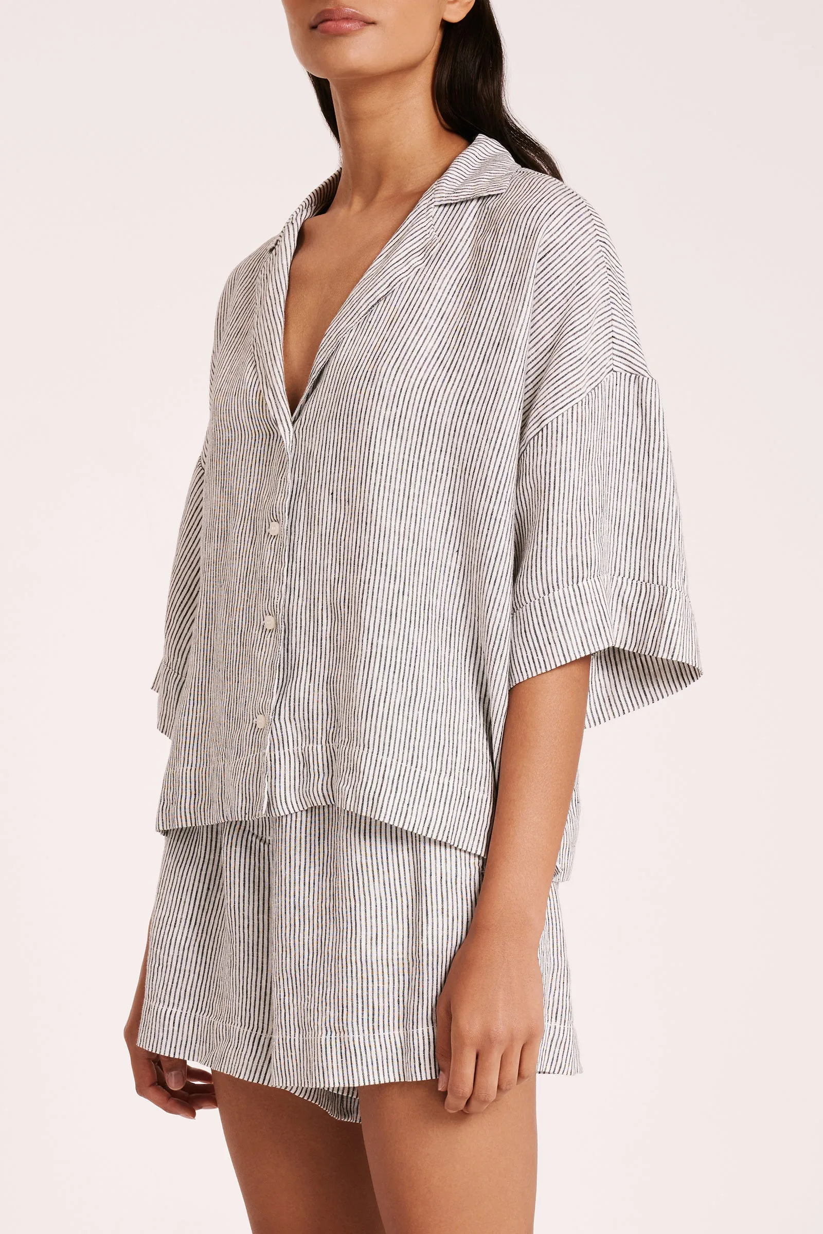 LOUNGE STRIPE LINEN SHIRT sold by Nude Lucy product image thumbnail 3