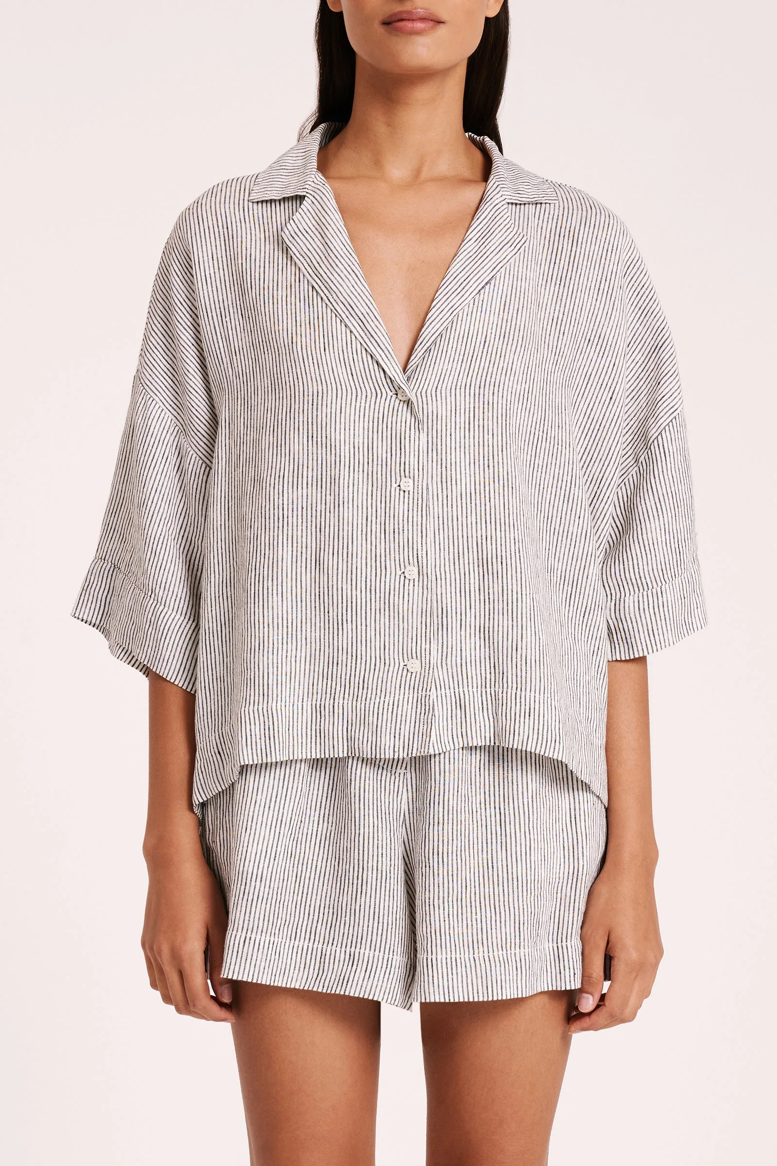 LOUNGE STRIPE LINEN SHIRT sold by Nude Lucy product image thumbnail 2