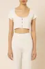 NUDE RIBBED LOUNGE BUTTON TEE sold by Nude Lucy