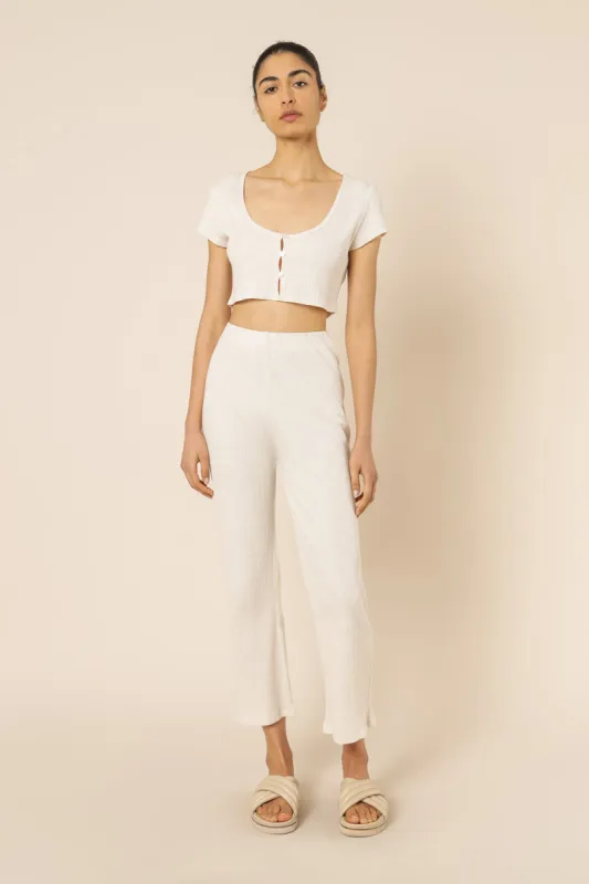 NUDE RIBBED LOUNGE BUTTON TEE sold by Nude Lucy