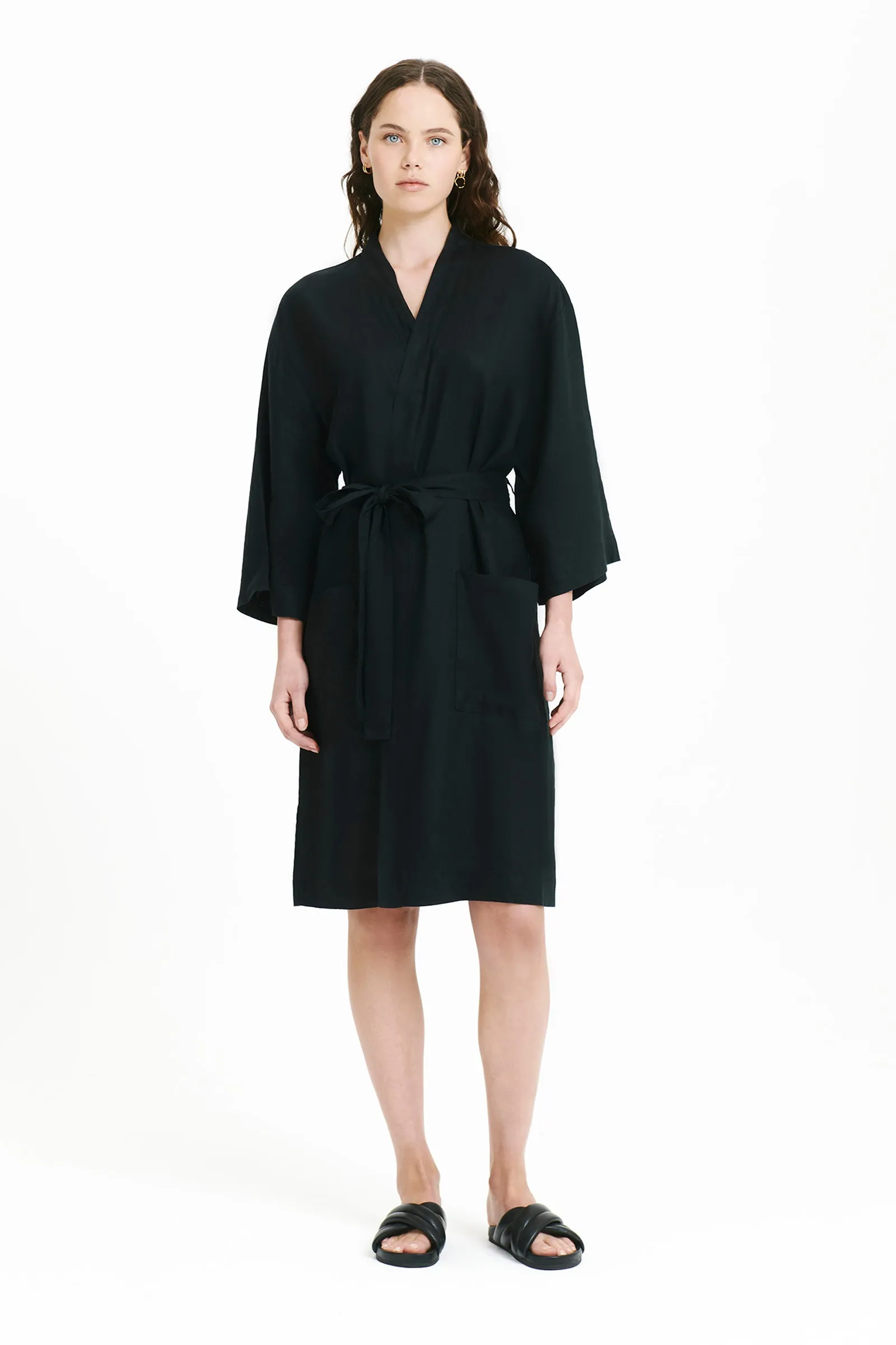 NUDE LINEN LOUNGE ROBE sold by Nude Lucy