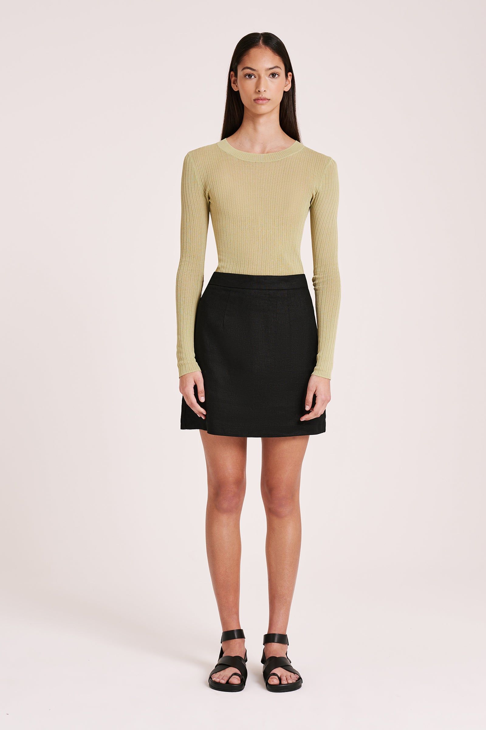 RYNN LINEN MINI SKIRT sold by Nude Lucy