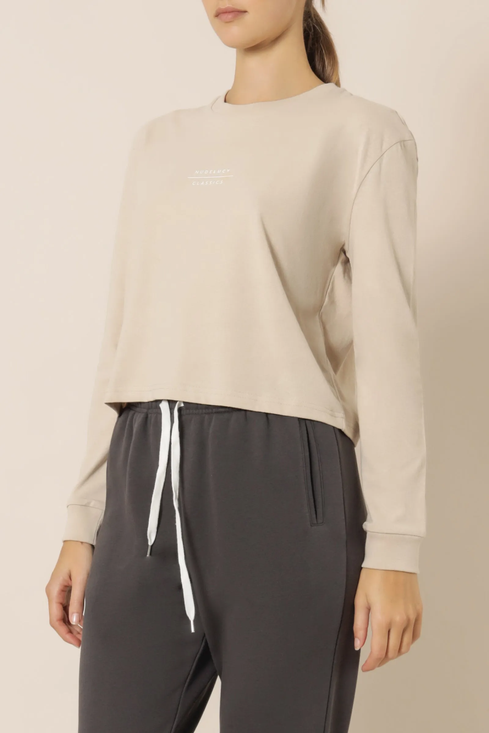 NUDE CLASSICS LS SLOGAN TEE sold by Nude Lucy product image thumbnail 3