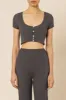 NUDE RIBBED LOUNGE BUTTON TEE sold by Nude Lucy