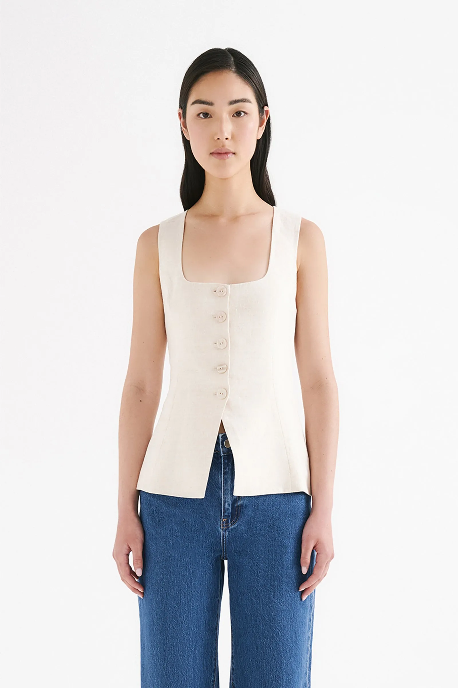 CLIO LINEN VEST sold by Nude Lucy