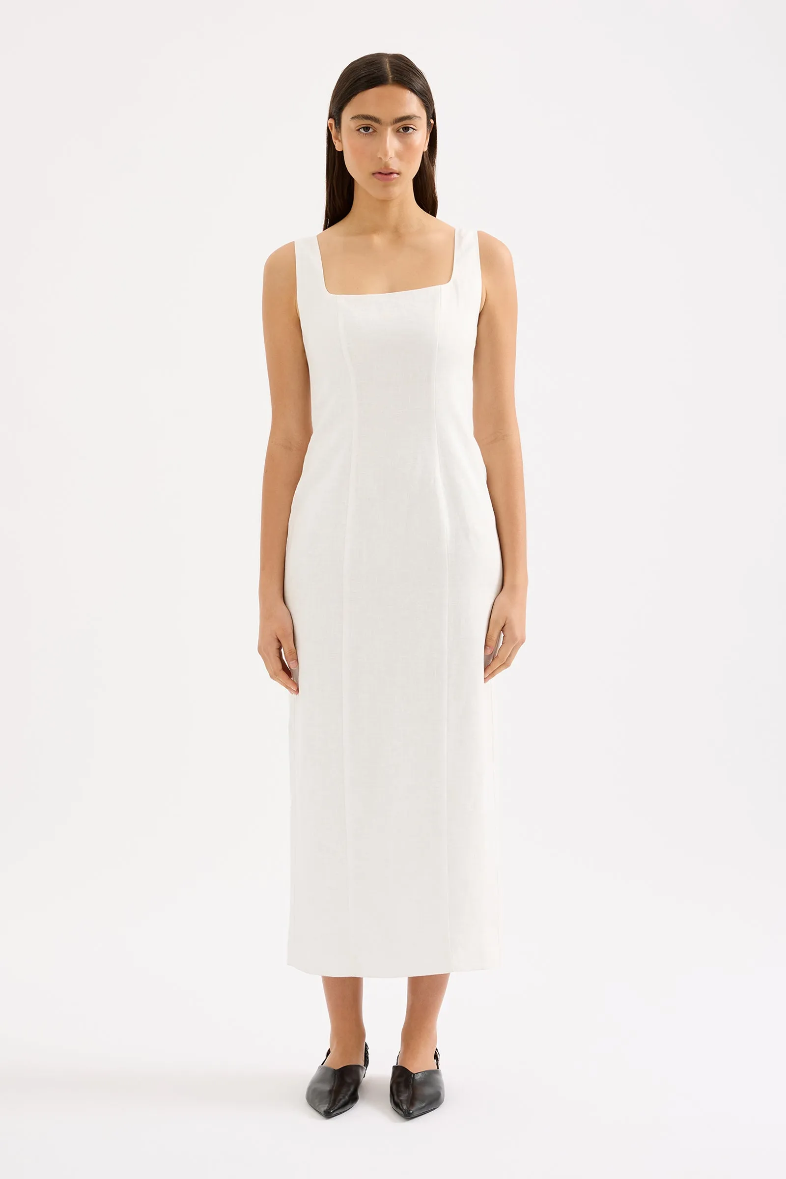 MONROE LINEN MIDI DRESS sold by Nude Lucy