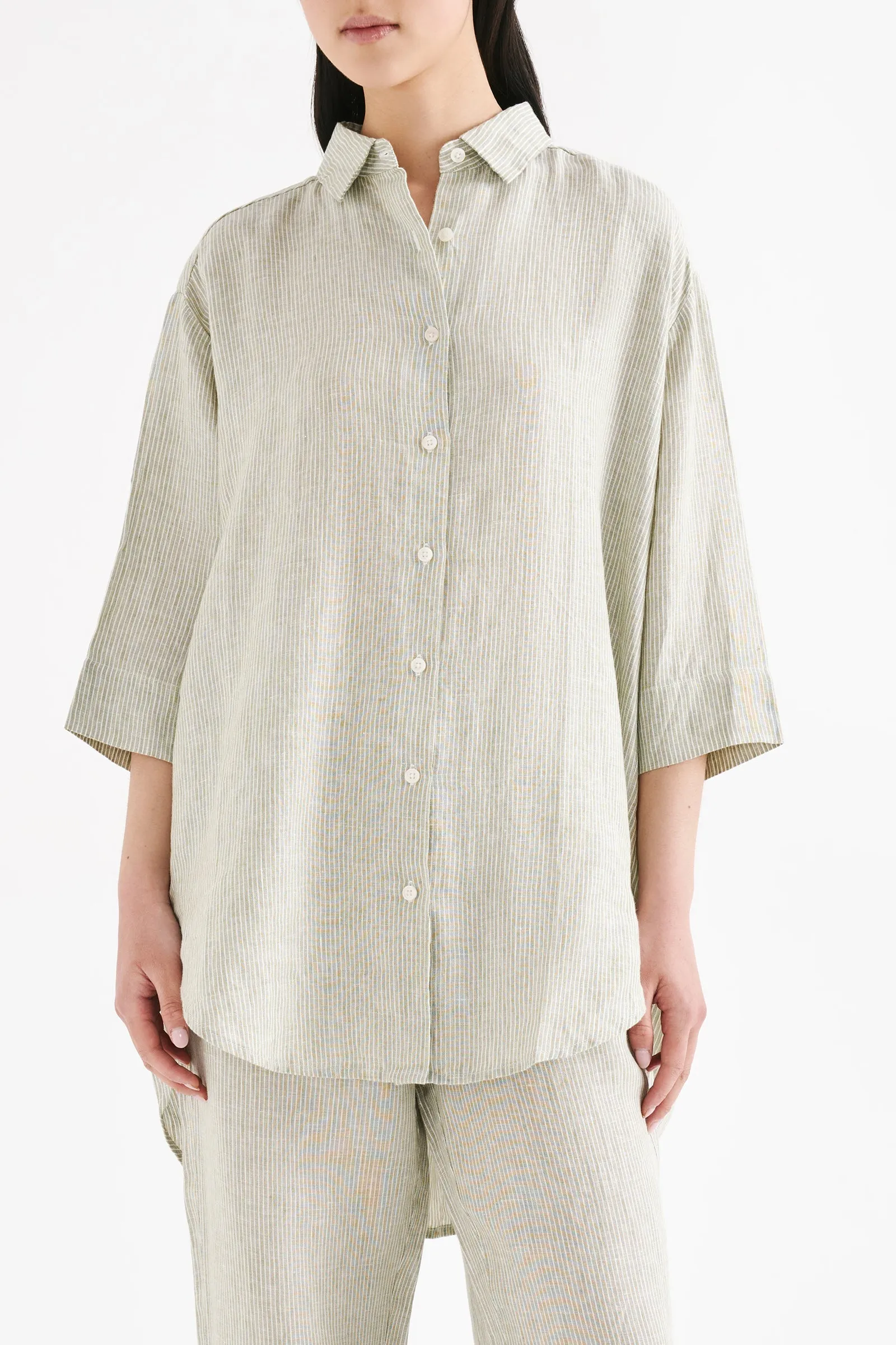 LOUNGE STRIPE LINEN SHIRT sold by Nude Lucy product image thumbnail 2
