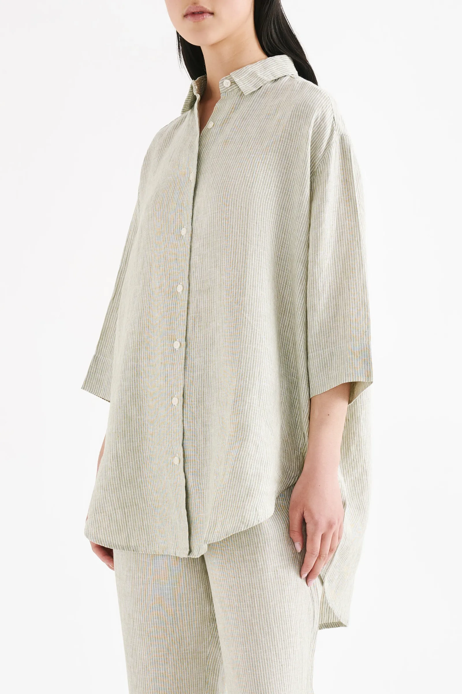 LOUNGE STRIPE LINEN SHIRT sold by Nude Lucy product image thumbnail 3