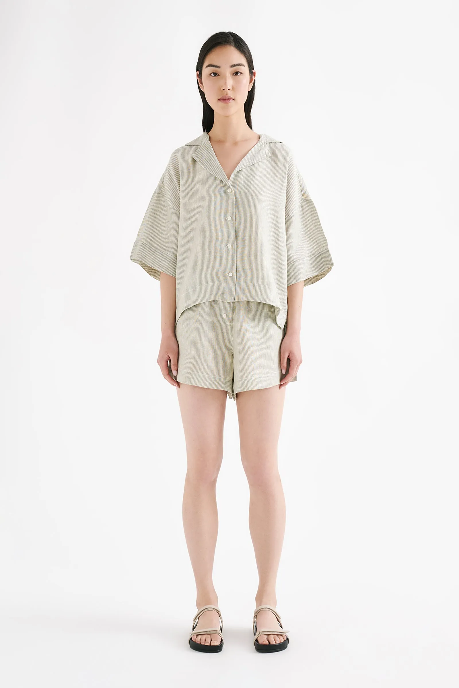 LOUNGE STRIPE LINEN SHORT sold by Nude Lucy