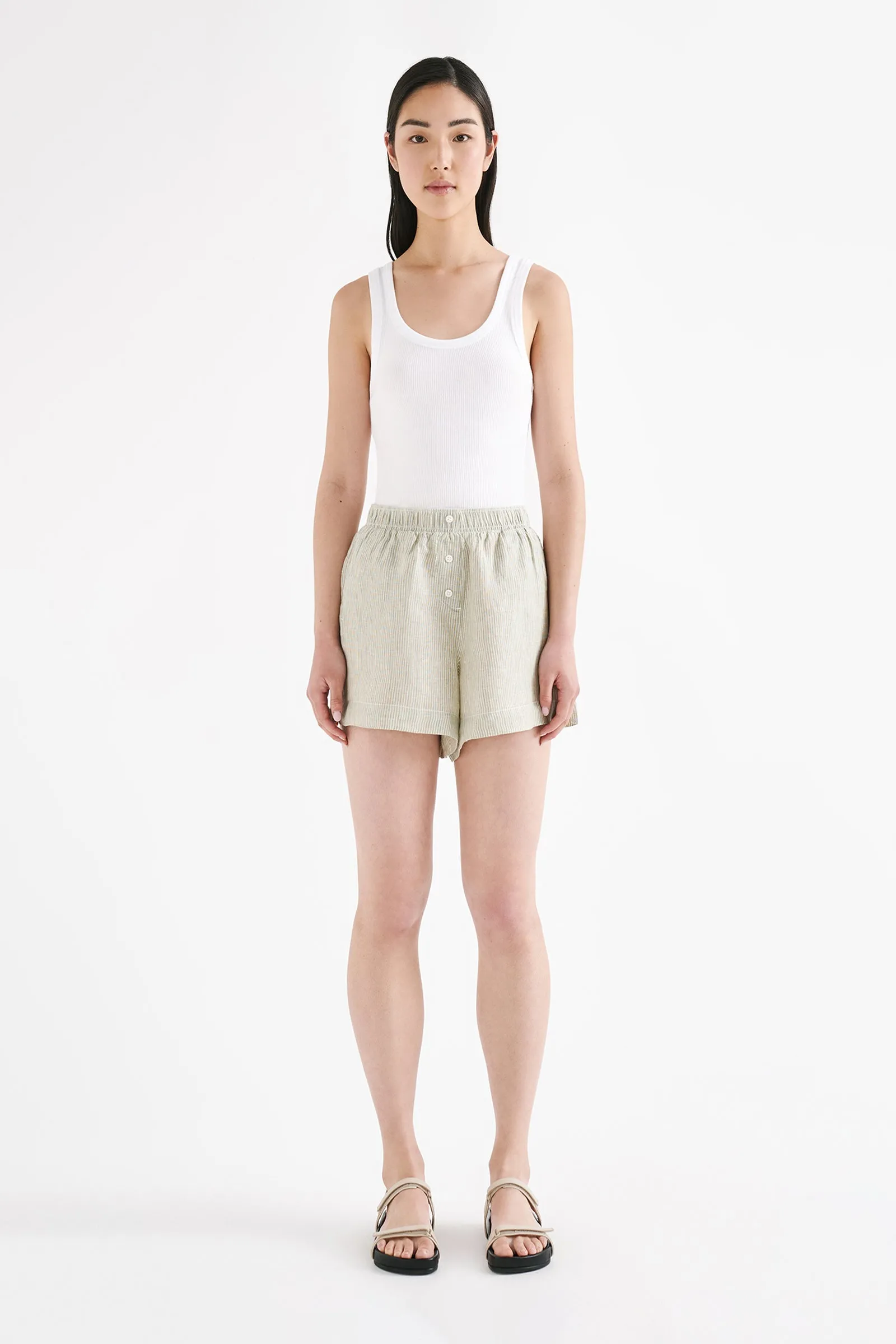 LOUNGE STRIPE LINEN SHORT sold by Nude Lucy product image thumbnail 4