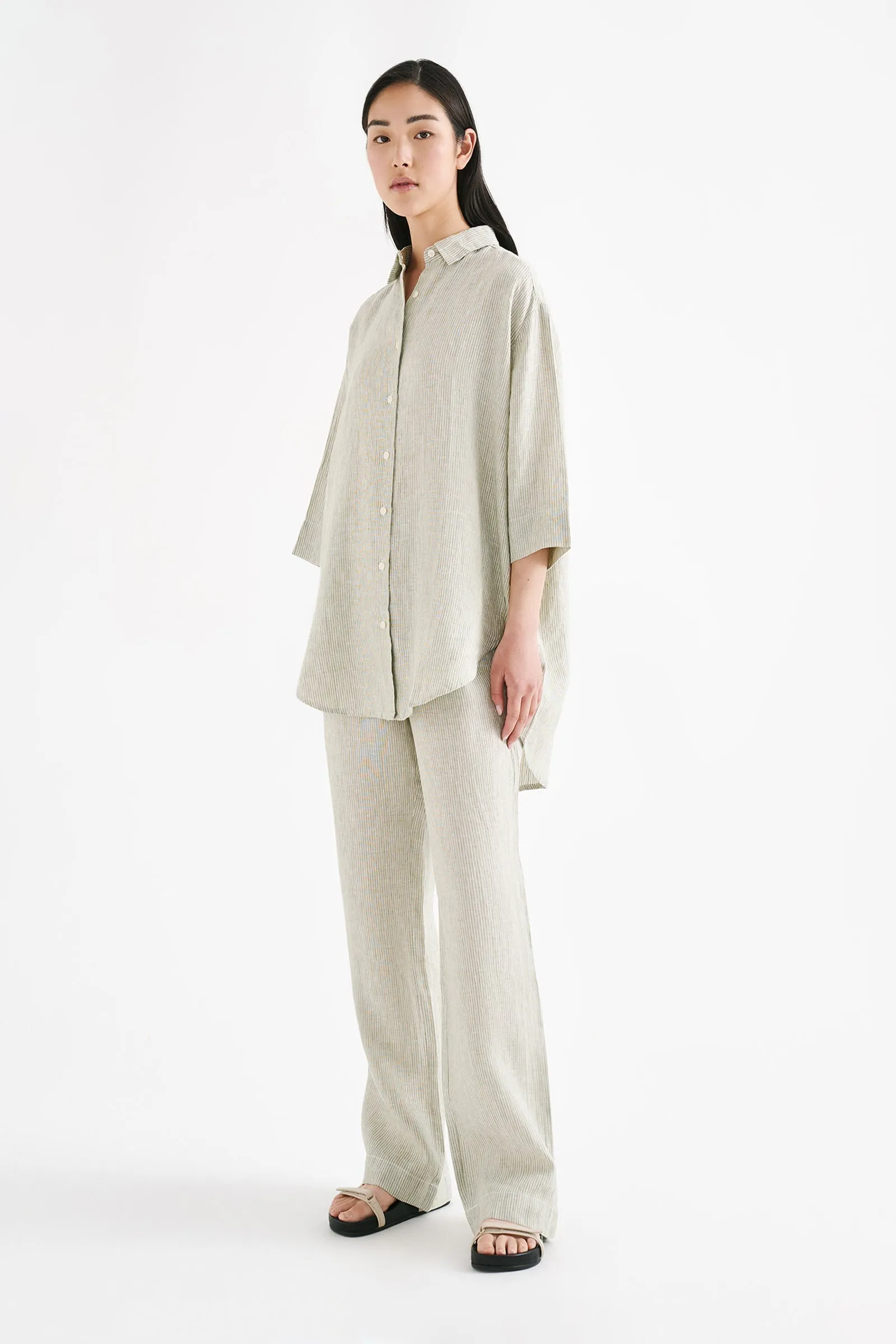 LOUNGE STRIPE LINEN PANT sold by Nude Lucy
