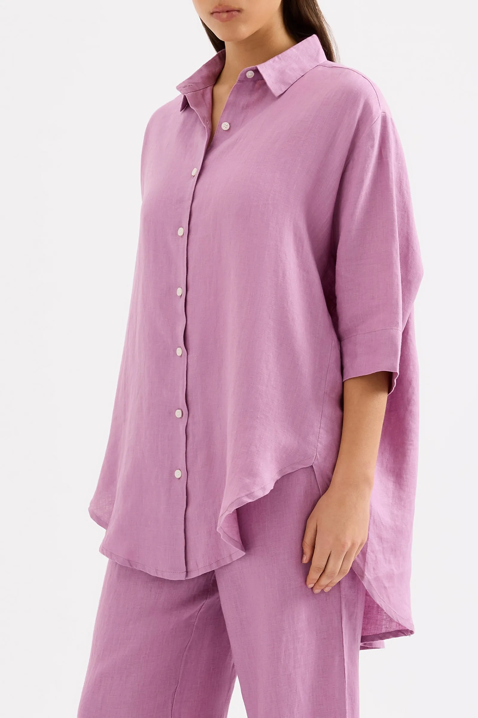 LOUNGE LINEN LONGLINE SHIRT sold by Nude Lucy product image thumbnail 2