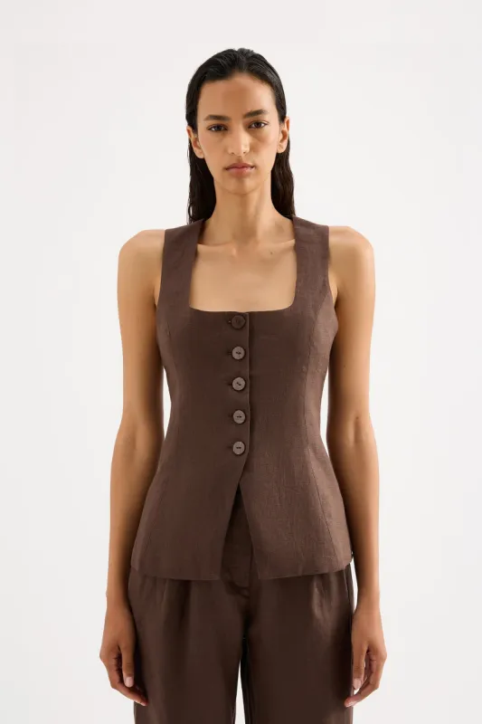 CLIO LINEN VEST sold by Nude Lucy