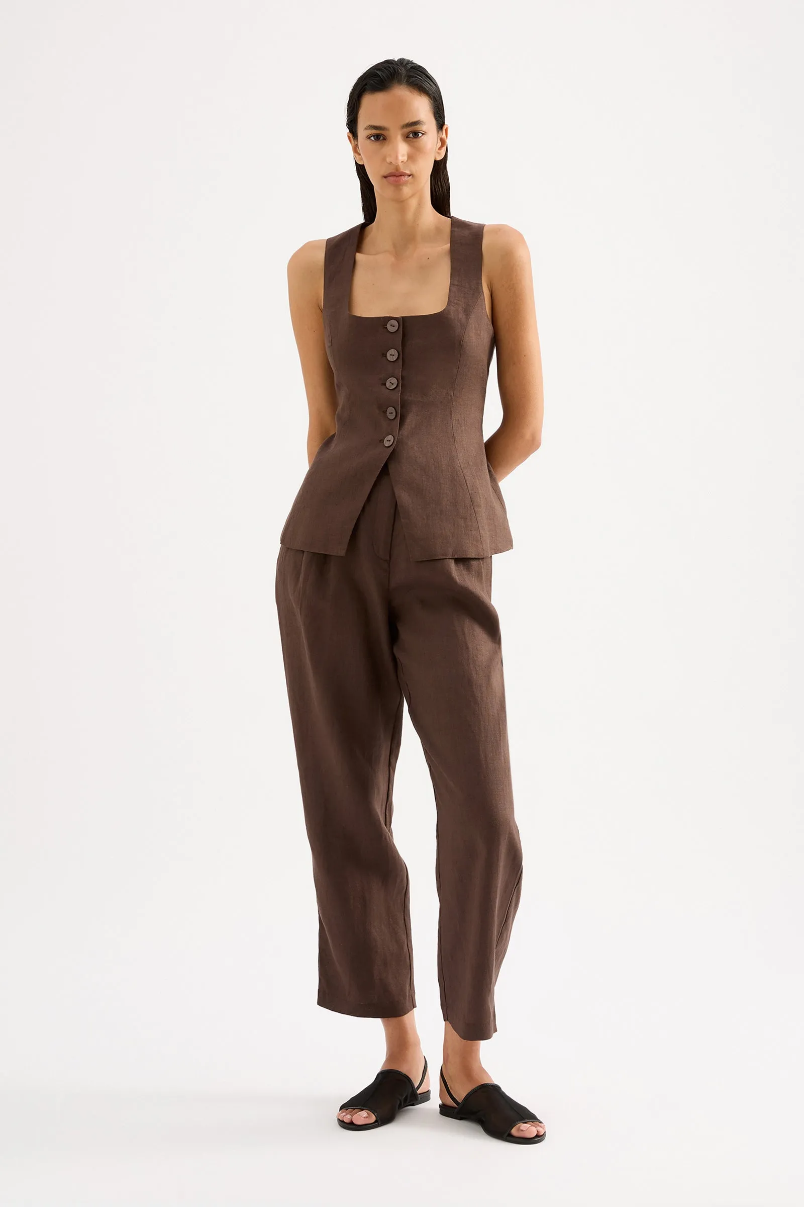CLIO LINEN VEST sold by Nude Lucy product image thumbnail 4