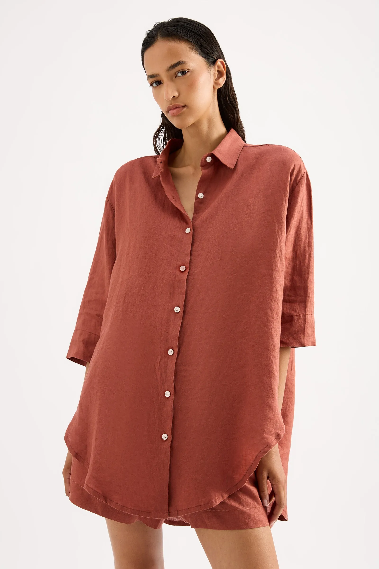 LOUNGE LINEN LONGLINE SHIRT sold by Nude Lucy product image thumbnail 5