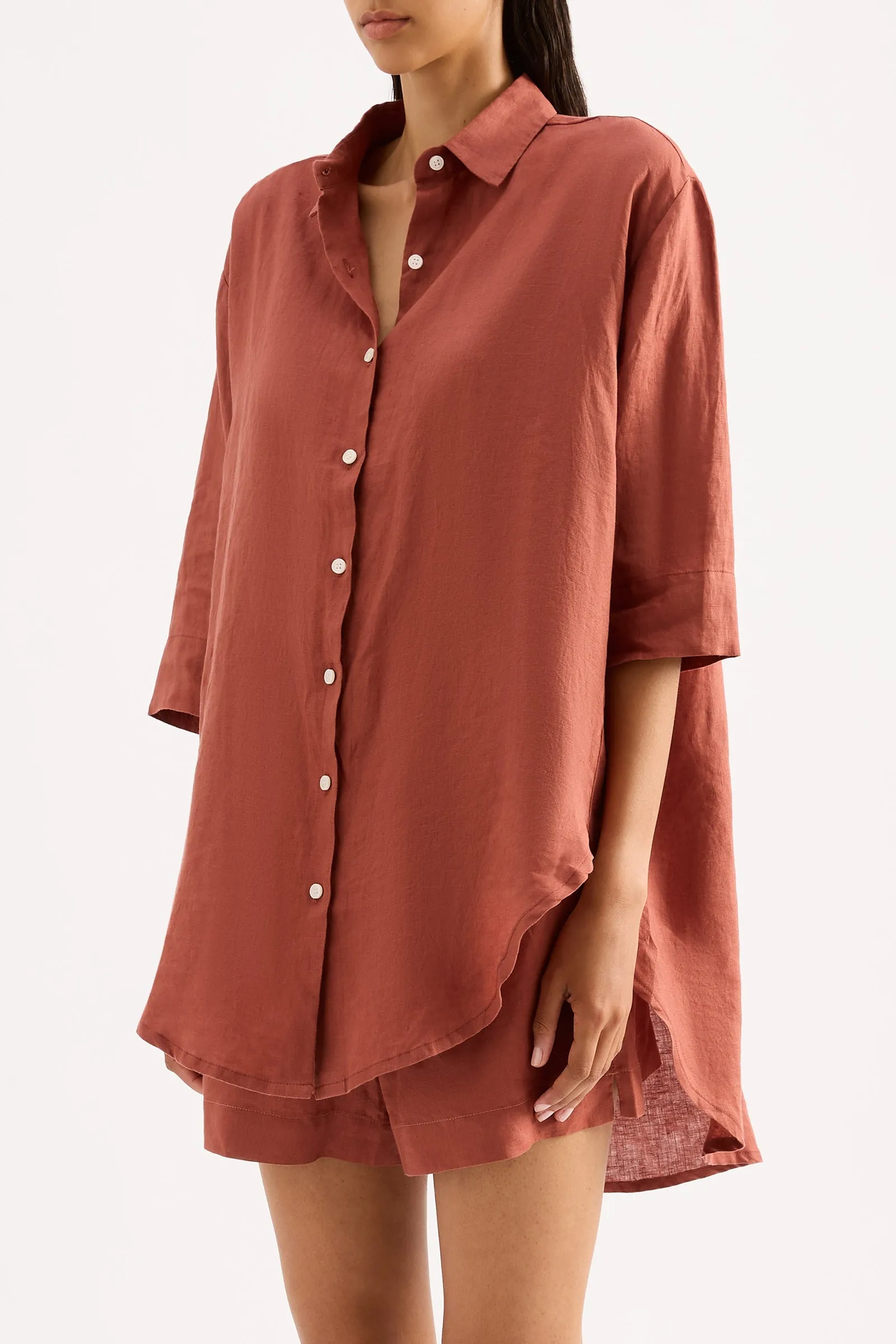 LOUNGE LINEN LONGLINE SHIRT sold by Nude Lucy product image thumbnail 3