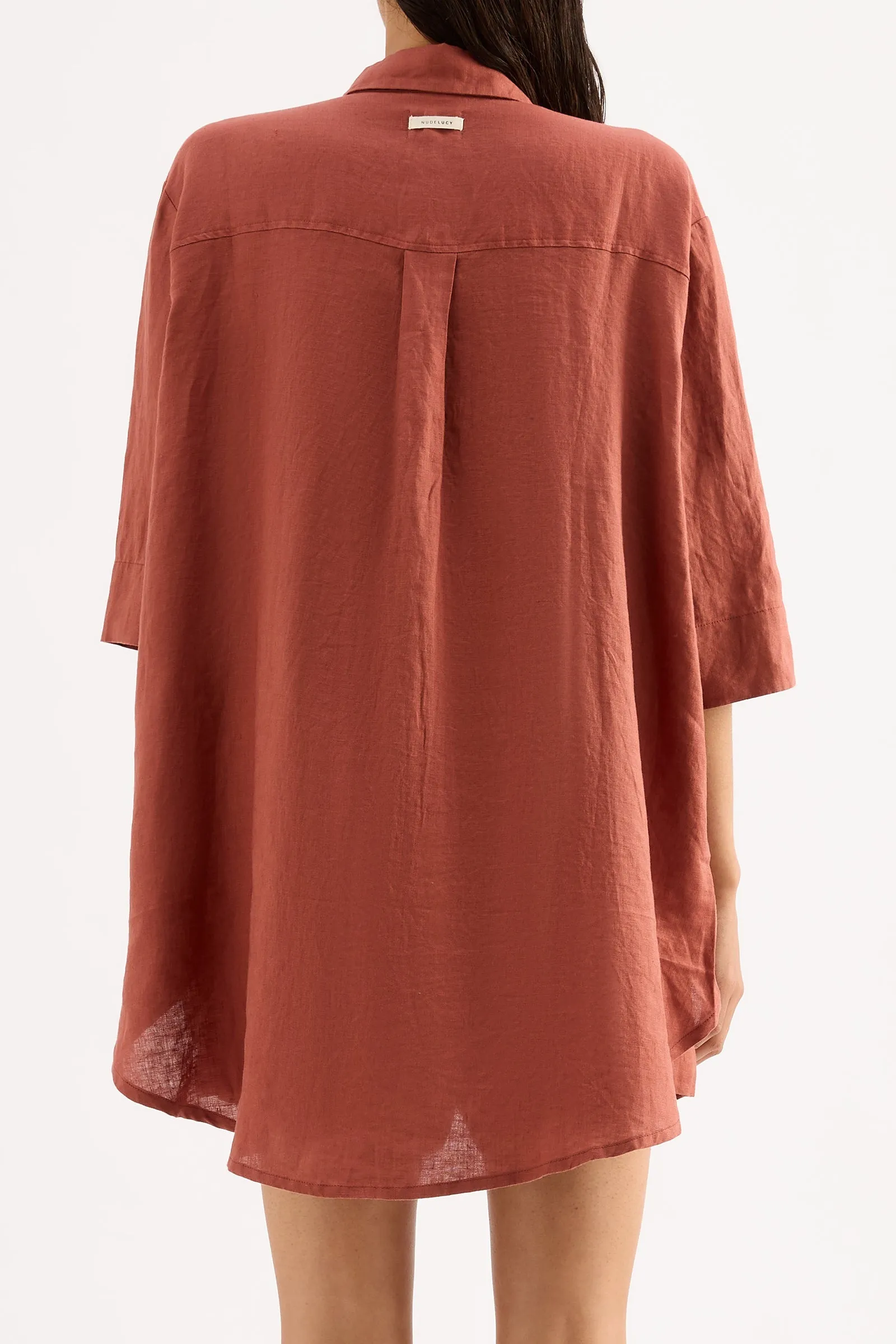 LOUNGE LINEN LONGLINE SHIRT sold by Nude Lucy product image thumbnail 4
