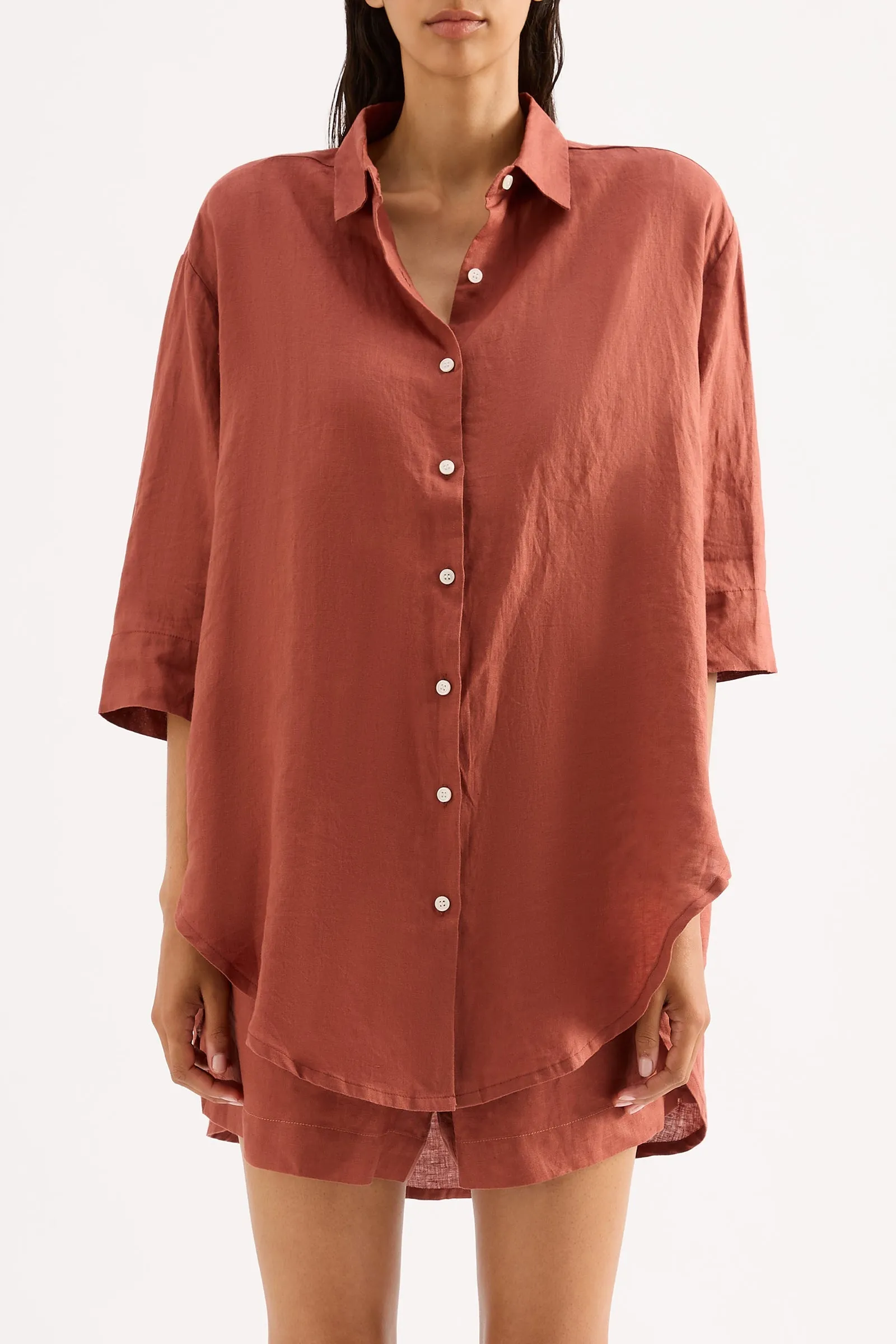 LOUNGE LINEN LONGLINE SHIRT sold by Nude Lucy product image thumbnail 2