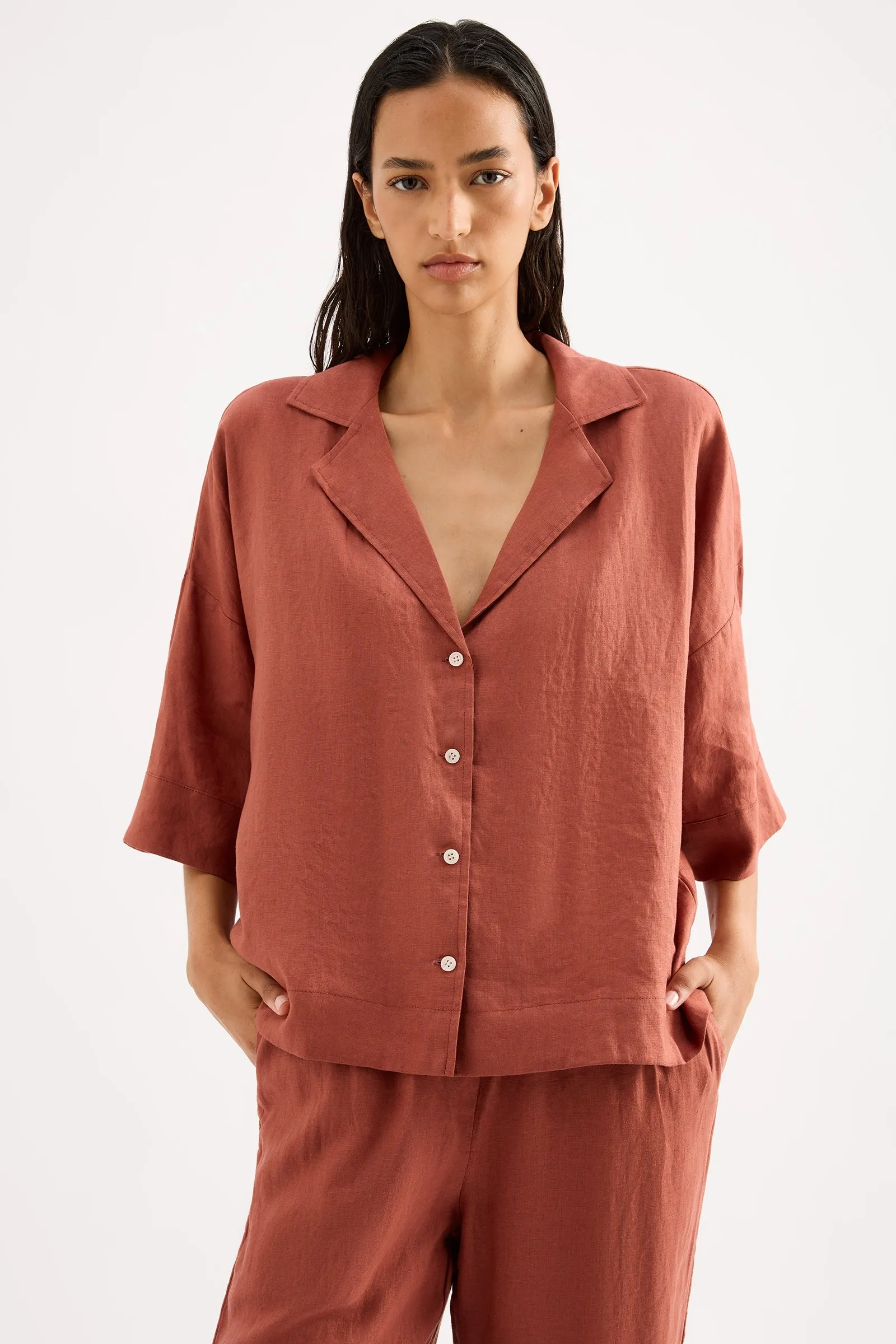 LOUNGE LINEN SHIRT sold by Nude Lucy