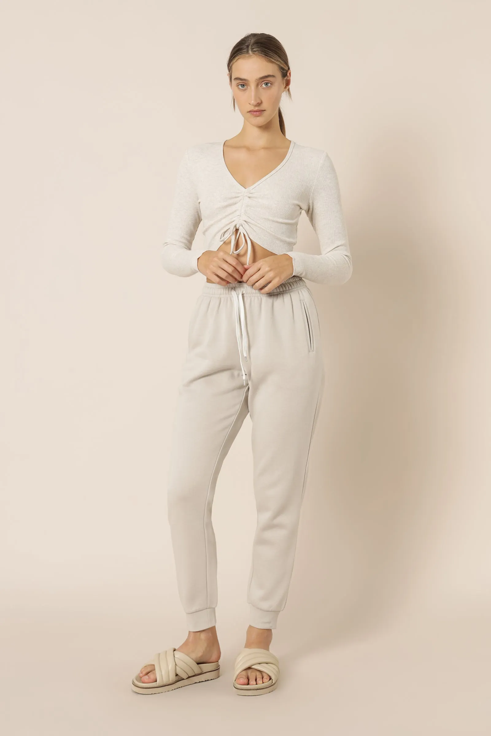 JOEY LS DRAWSTRING WAFFLE TEE sold by Nude Lucy