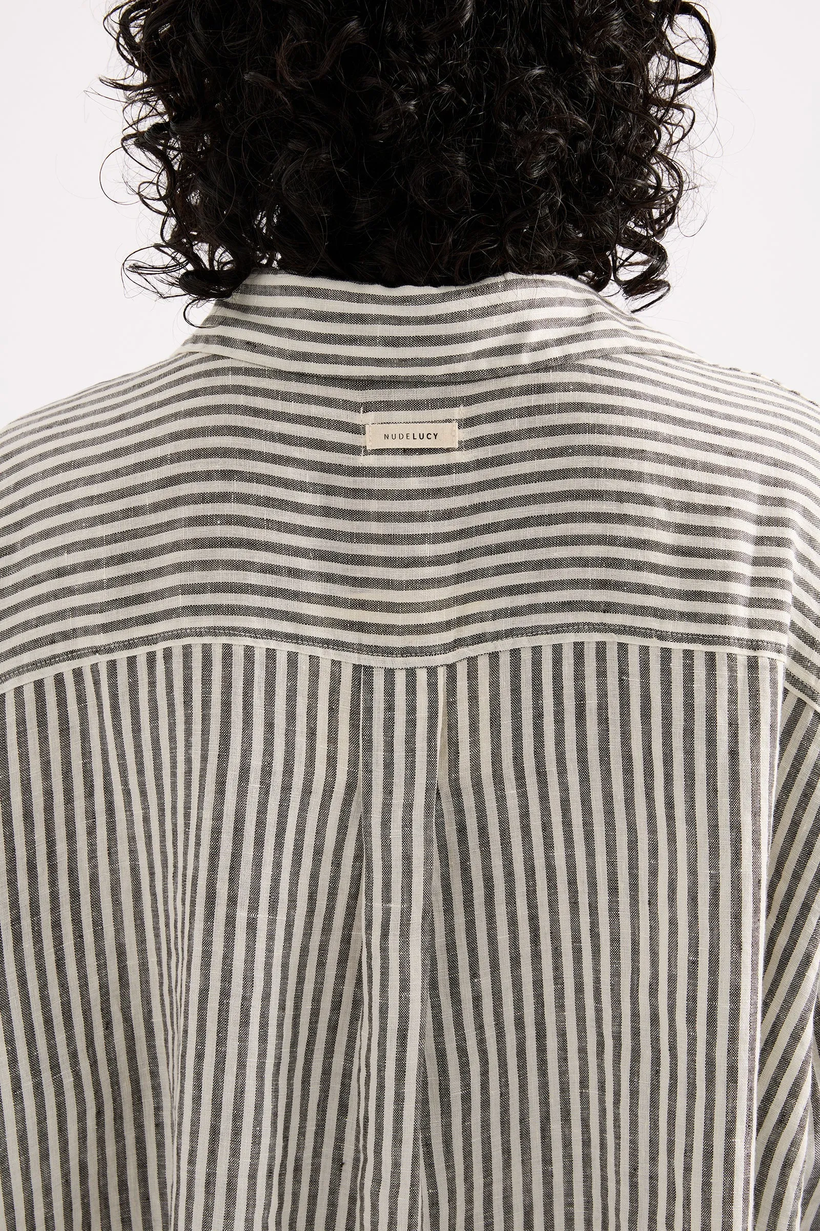 LOUNGE STRIPE LINEN LONGLINE SHIRT sold by Nude Lucy product image thumbnail 5
